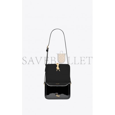 YSL SOLFERINO SMALL SATCHEL IN LACQUERED PATENT LEATHER 634306BMIIW1000 (18.5*14*6cm)