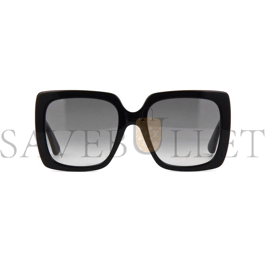 GUCCI BLACK SQUARE CRYSTAL LOGO SUNGLASSES GG0418S