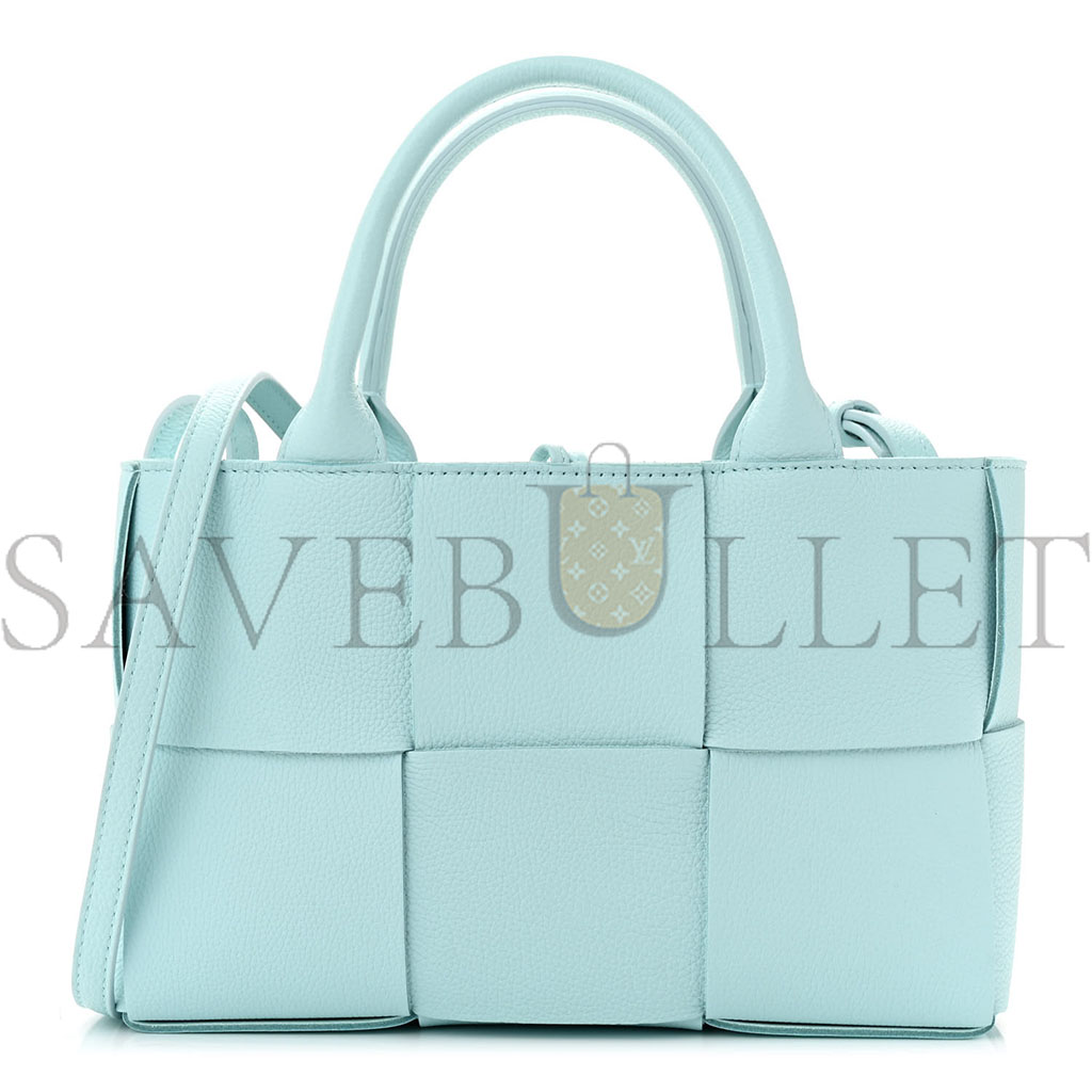 BOTTEGA VENETA GRAINED CALFSKIN MAXI INTRECCIATO MINI ARCO TOTE PALE BLUE (25*17*8cm)