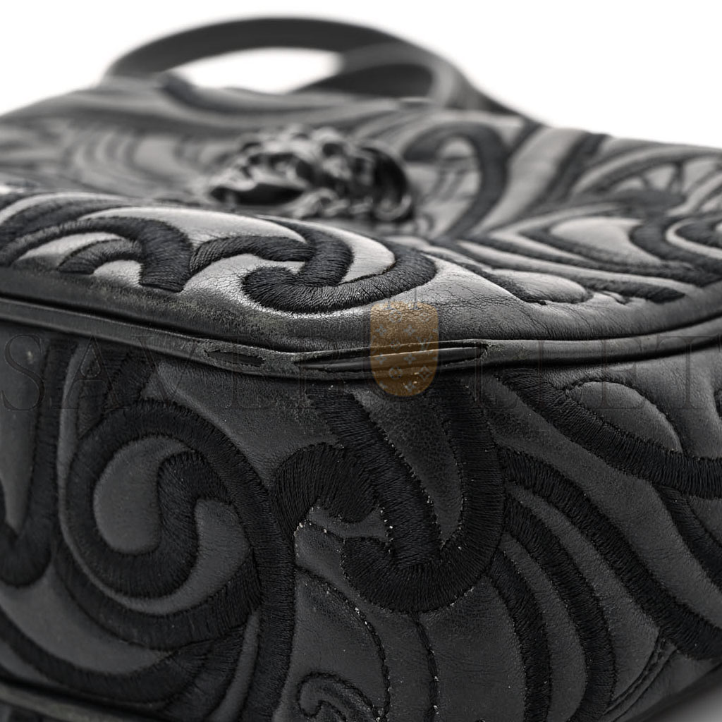 VERSACE NAPPA EMBROIDERED BAROQUE PALAZZO CAMERA BAG BLACK  (21*15*6cm)