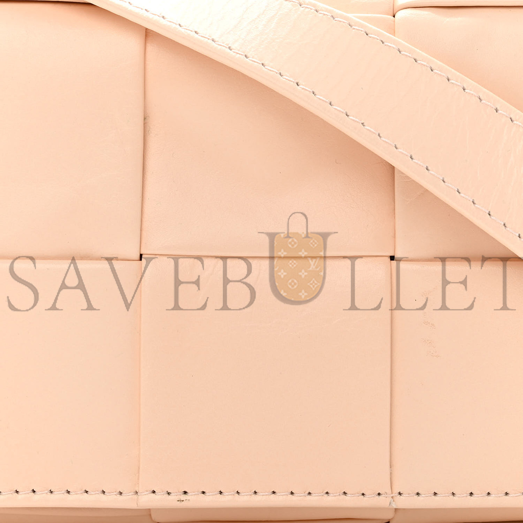 BOTTEGA VENETA LAMBSKIN MAXI INTRECCIATO EXTRA MINI CASSETTE CROSSBODY BAG MELON WASHED  (12*9*4cm)