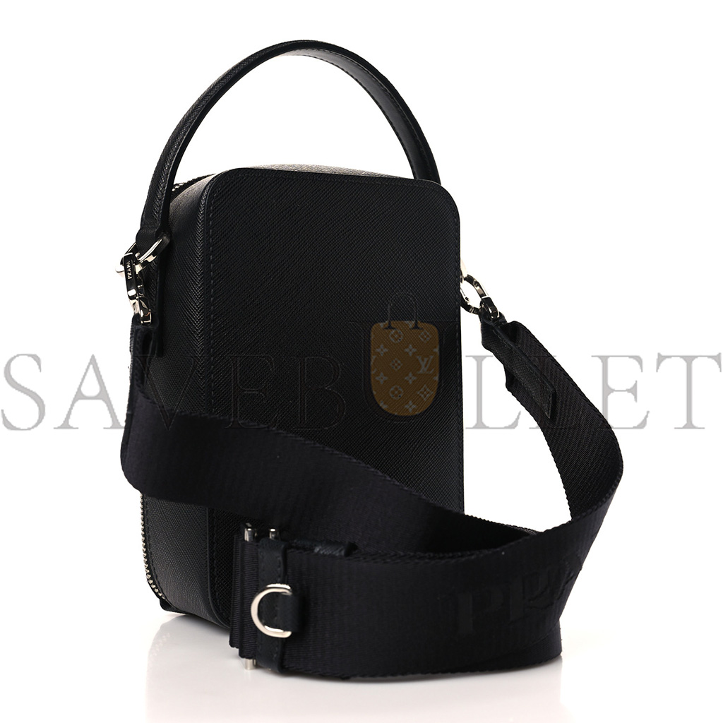 PRADA SAFFIANO BRIQUE CROSSBODY BAG BLACK (18*11*6cm)