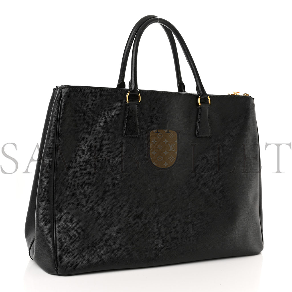 PRADA SAFFIANO LUX EXTRA LARGE GALLERIA DOUBLE ZIP TOTE BLACK (40*30*17cm)