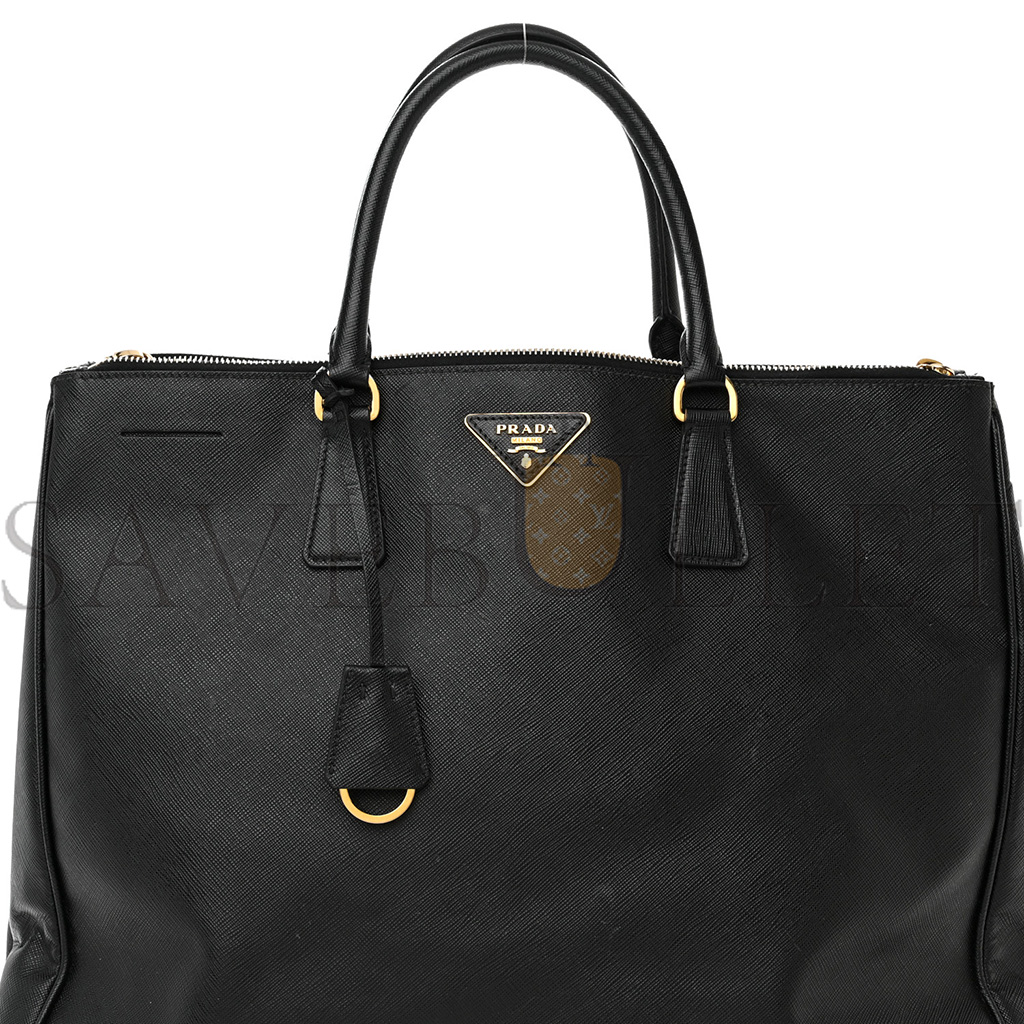 PRADA SAFFIANO LUX LARGE DOUBLE ZIP TOTE BLACK (36*29*18cm)