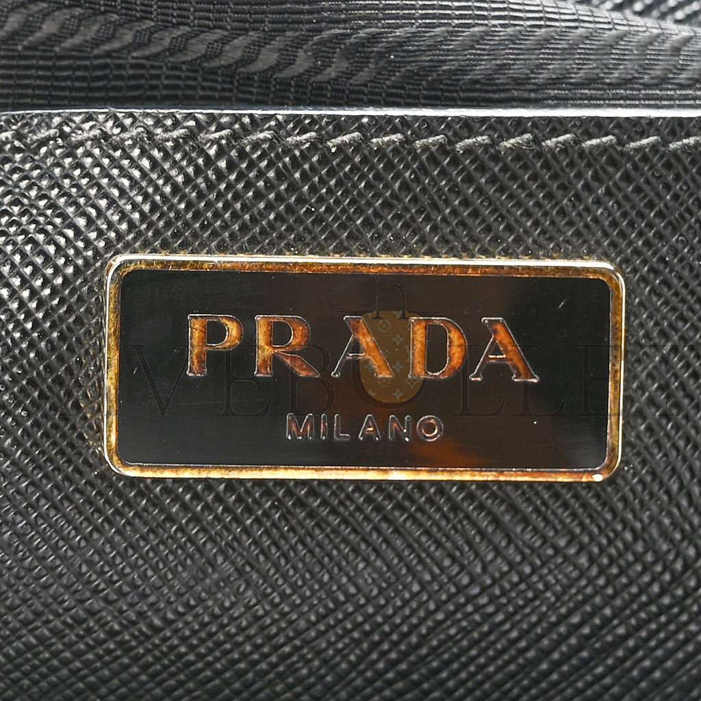 PRADA SAFFIANO MEDIUM GALLERIA DOUBLE ZIP TOTE BLACK (34*24*15cm)