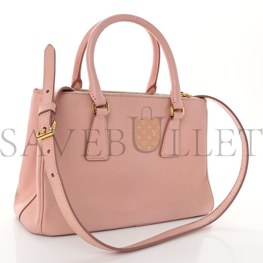 PRADA SAFFIANO SMALL GALLERIA DOUBLE ZIP TOTE ORCHIDEA (27*17*11cm)