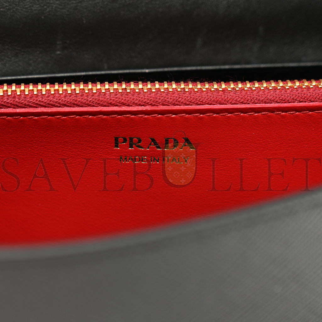 PRADA SAFFIANO WALLET WITH SHOULDER STRAP BLACK (21*14*4cm)