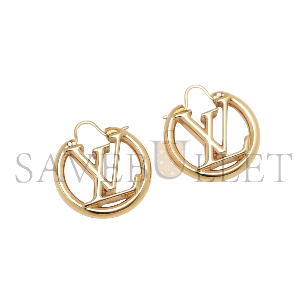 LOUIS VUITTON METAL SMALL LOUISE HOOP EARRINGS GOLD M01332