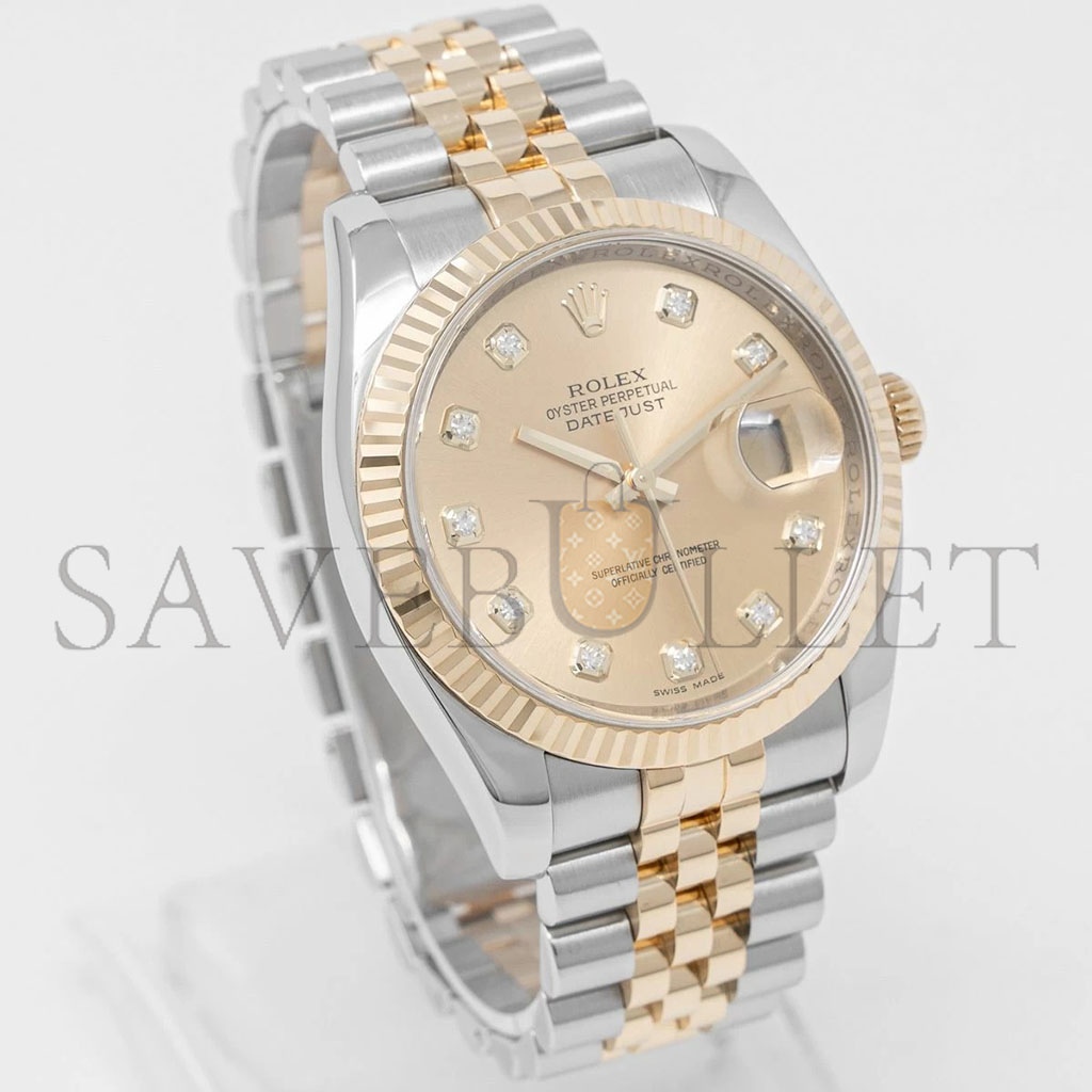 ROLEX DATEJUST 36 CHAMPAGNE DIAMOND WATCH 126233