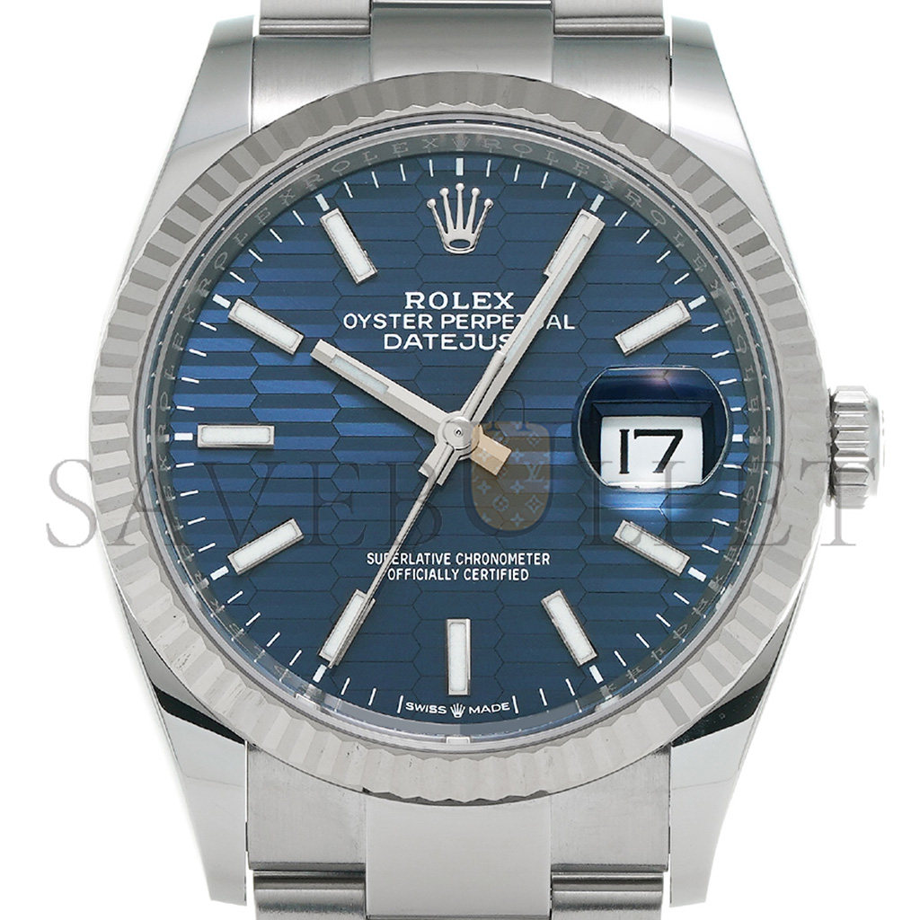 ROLEX DATEJUST BLUE FLUTED PATTERN DIAL 36MM WATCH 126234-0049