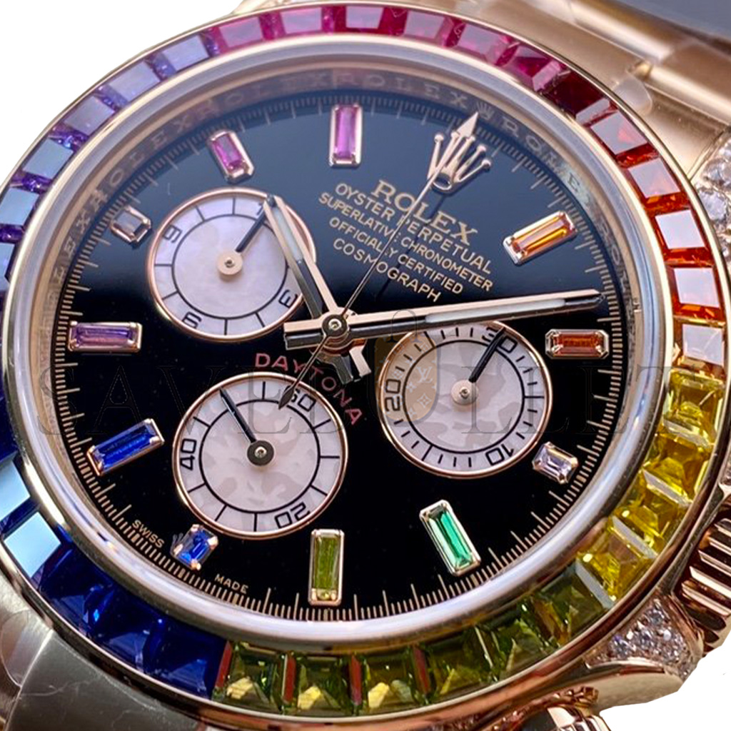 ROLEX DAYTONA SQUARE RAINBOW GEMSTONE WATCH 116595RBOW-0001