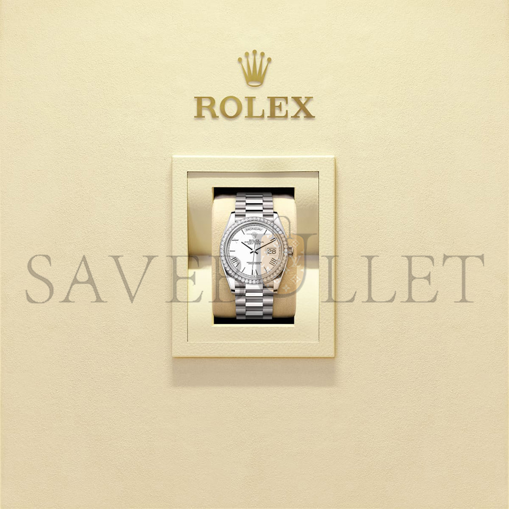 ROLEX DAY-DATE 36 OYSTER, 36 MM, WHITE GOLD AND DIAMONDS WATCH 128349RBR-0043