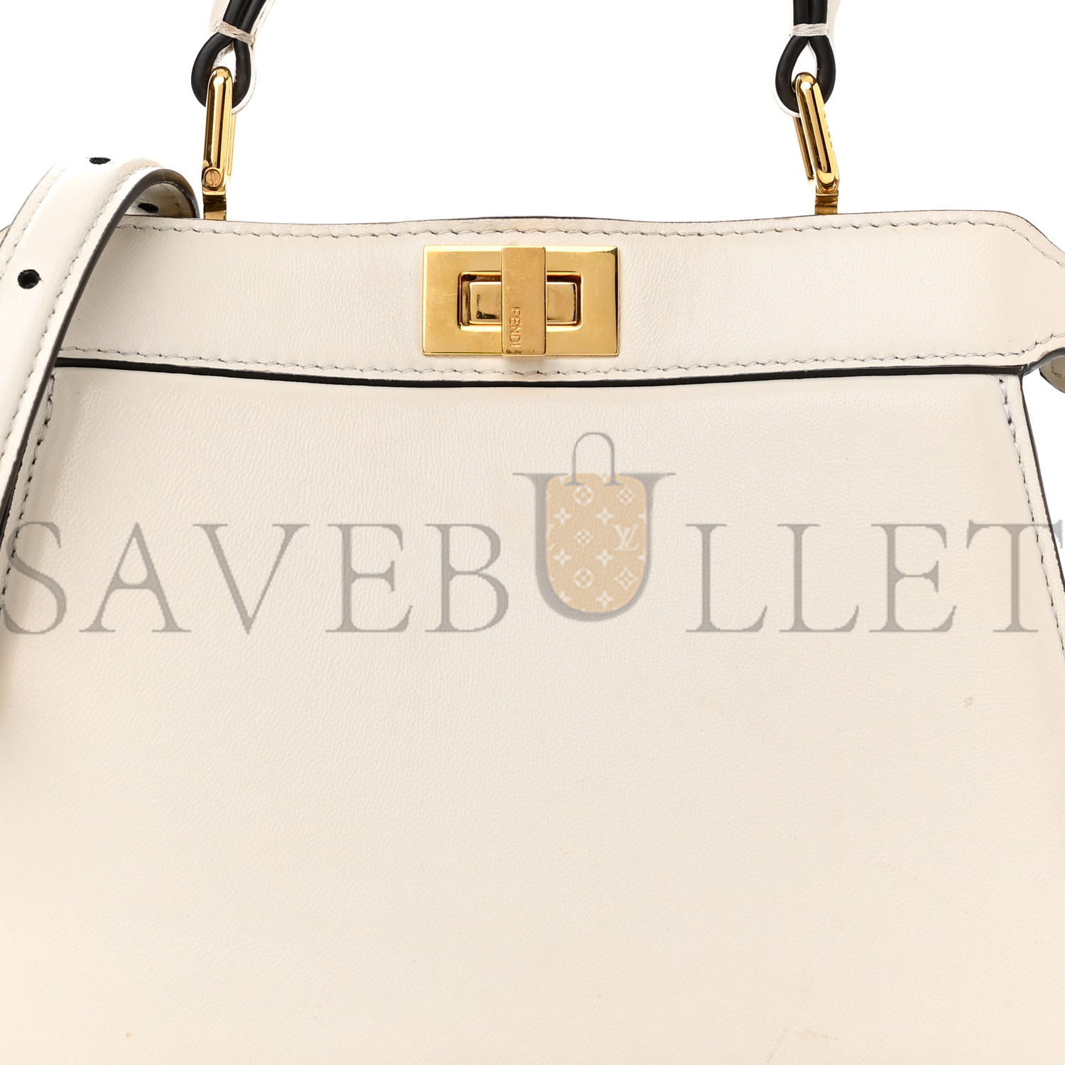 FENDI SHINY NAPPA PETITE PEEKABOO I SEE U SATCHEL WHITE (20*15*11cm)