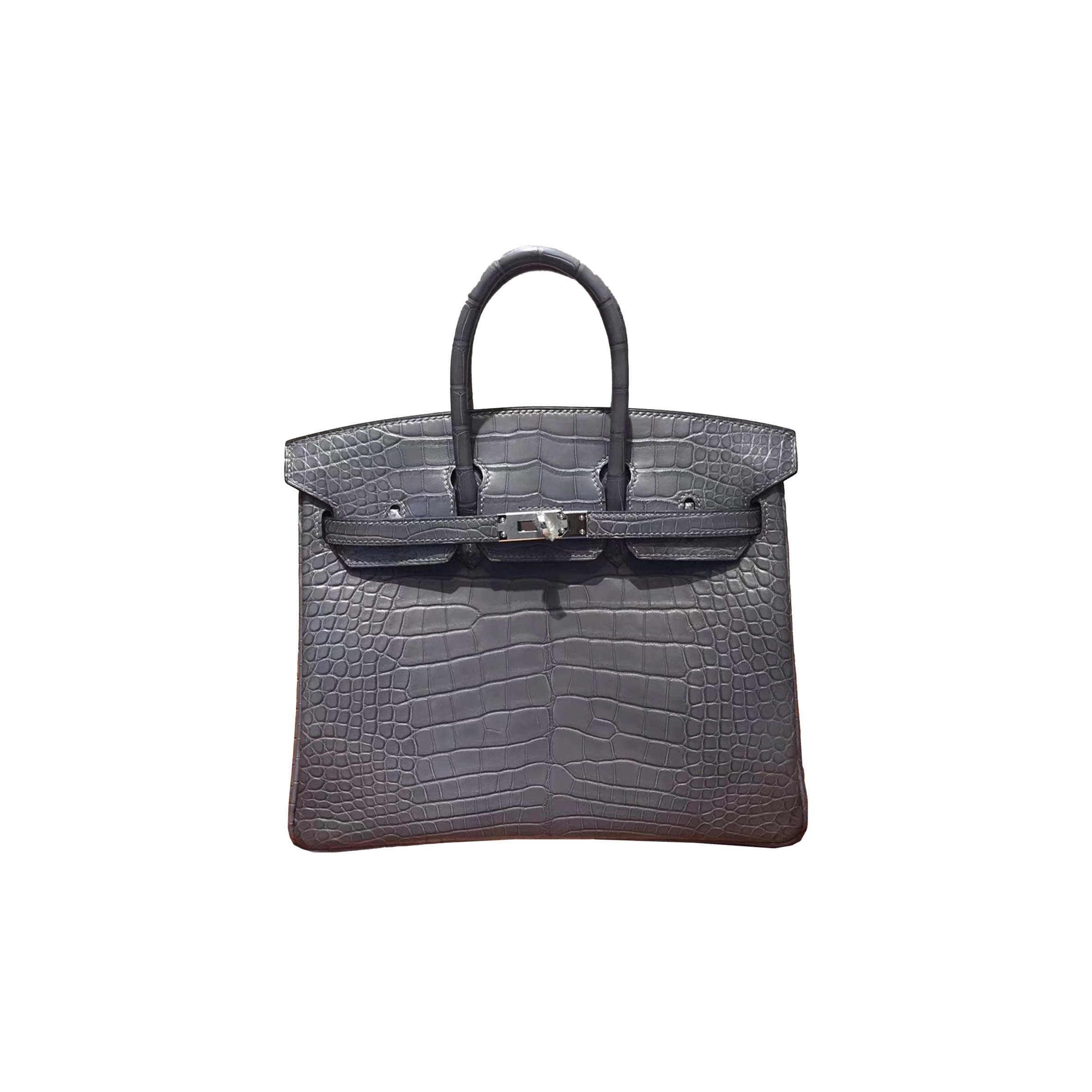 HERMES MASTER BIRKIN 25 CROCODILE LEATHER PLATINUM BAG 39758259650655 (25*20*13cm)