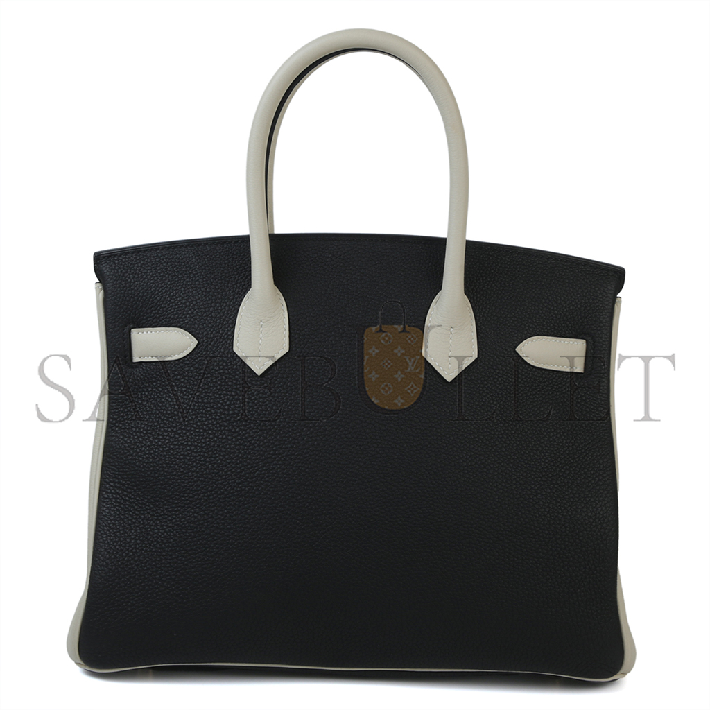 HERMES BIRKIN 25 BLACK AND WHITE CLEMENCE BAG 4212717702 (25*20*13cm)