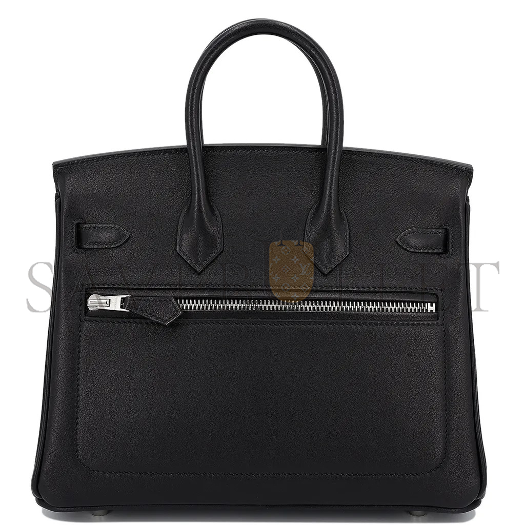 HERMES MASTER BIRKIN 25 ROCK BLACK SILVER HARDWARE 10074565 (25*20*13cm)