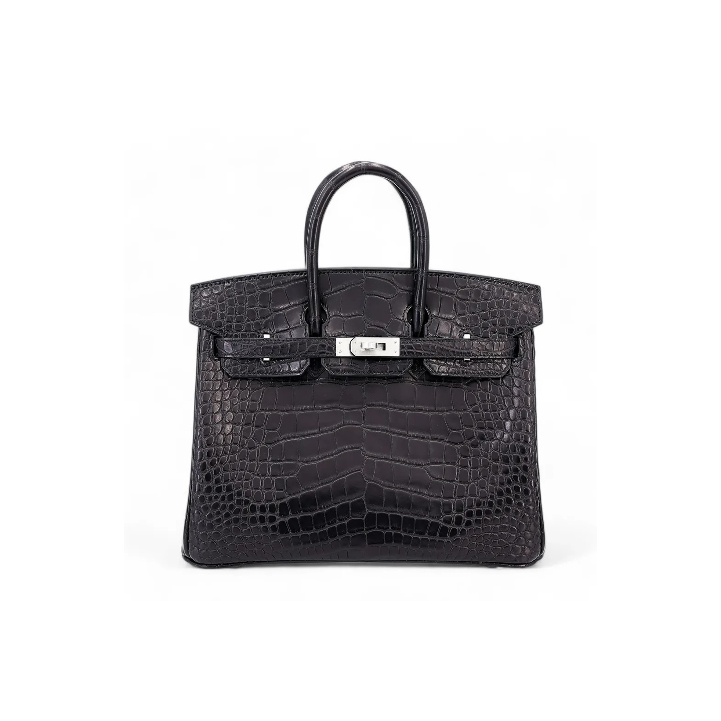 HERMES MASTER BIRKIN 25 MATTE CROCODILE LEATHER SILVER BUCKLE H055177CC89 (25*20*13cm)