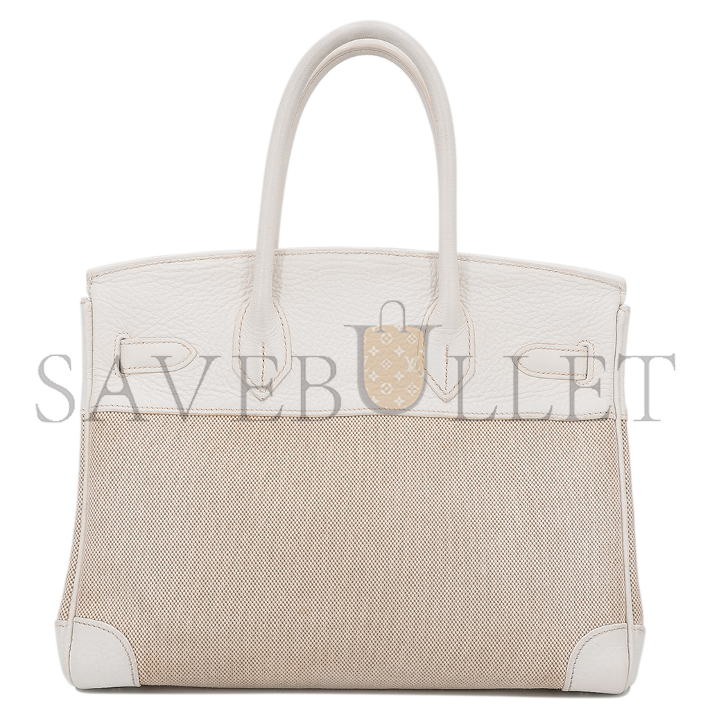 HERMES MASTER BIRKIN 35 COWHIDE WHITE CANVAS SILVER BUCKLE BAG 10080269 (35*24*18cm)