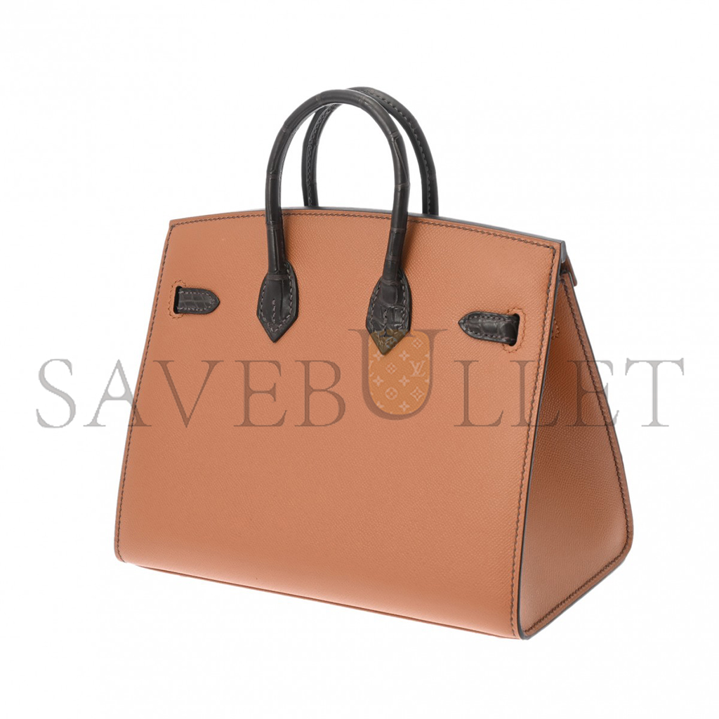 HERMES MASTER BIRKIN 20 BURNT BROWN ALLIGATOR CURTAIN BAG BK20 (20*16*11cm)