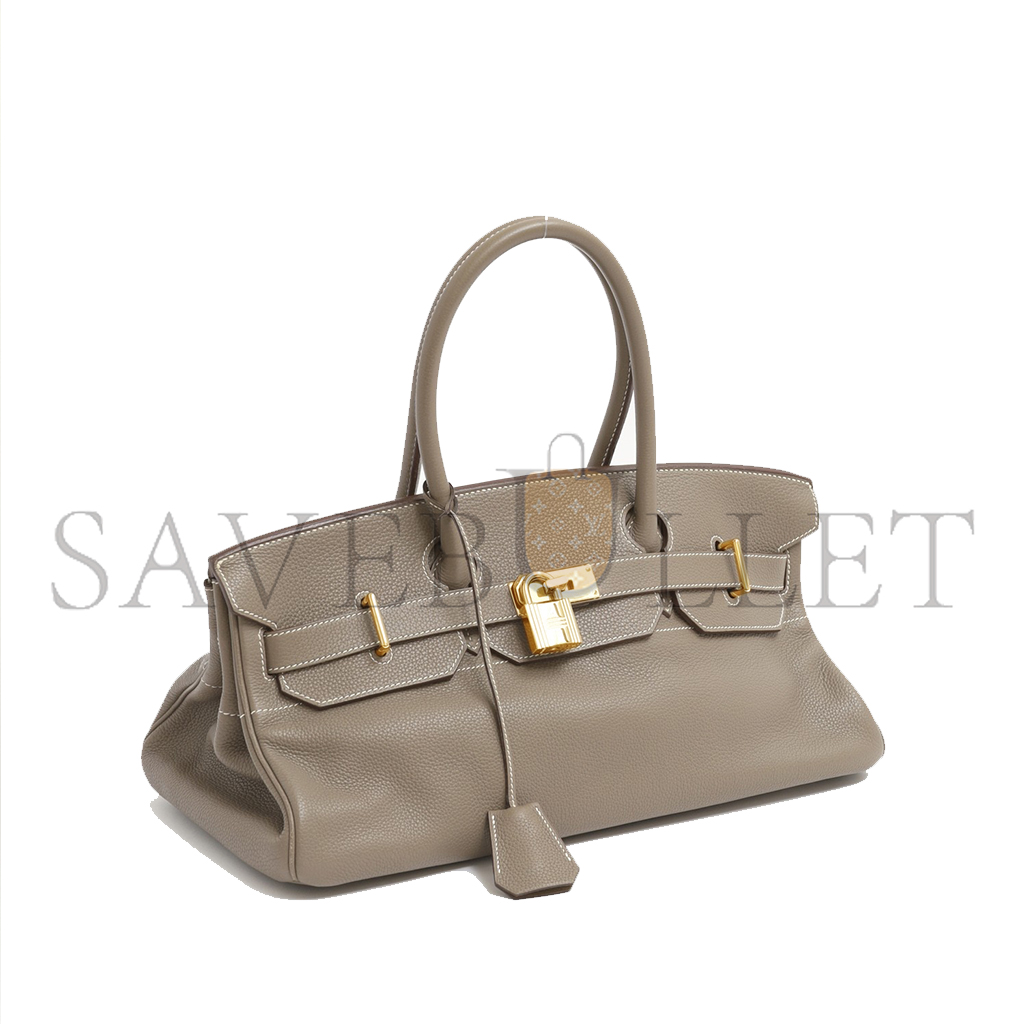 HERMES SHOULDER BIRKIN 42 ELEPHANT GREY GOLD BUCKLE BAG 26638809 (42*21*16cm)