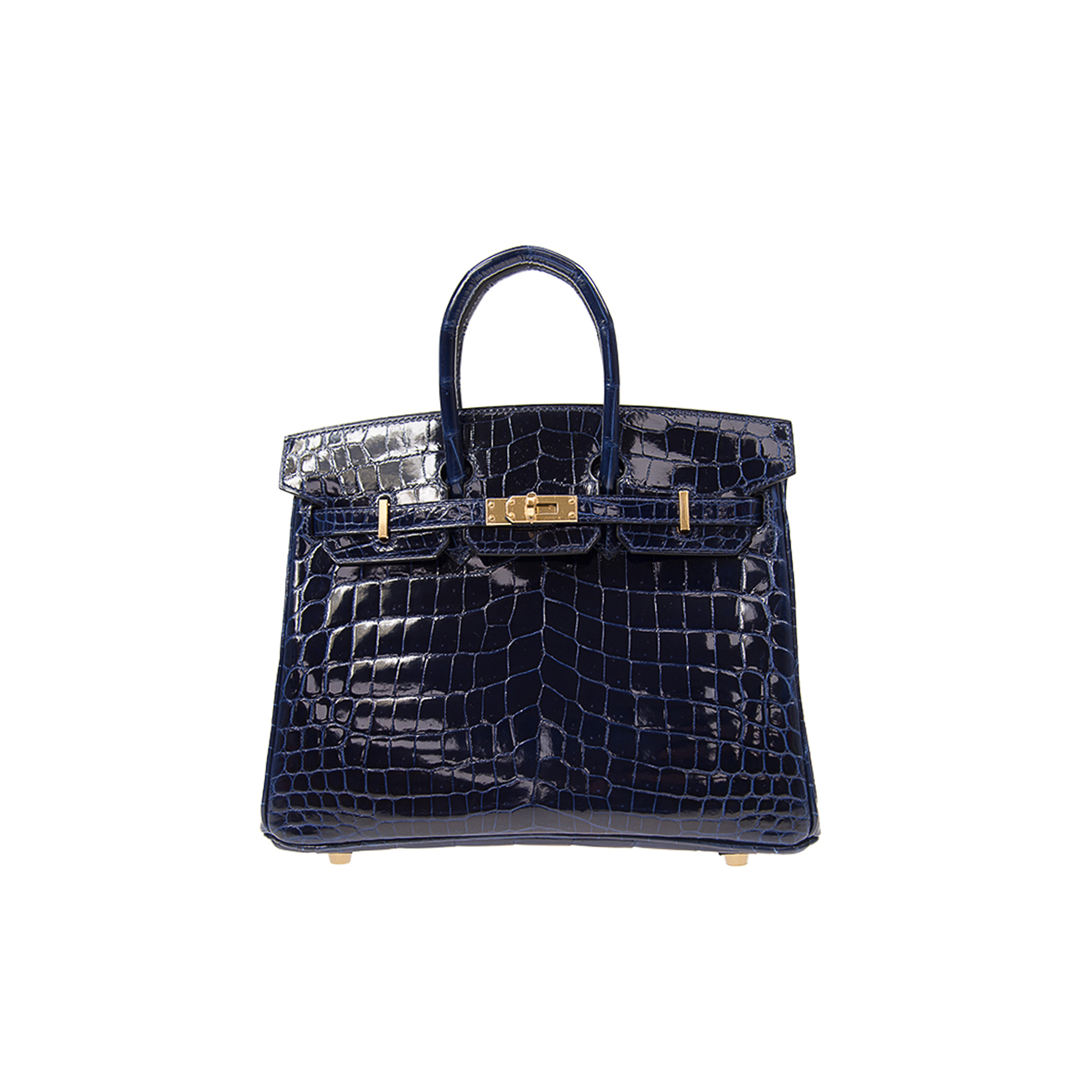 HERMES MASTER BIRKIN 25 CROCODILE LEATHER SAPPHIRE BLUE GOLD BUCKLE HANDBAG BK2573SCROCOGPN (25*20*13cm)