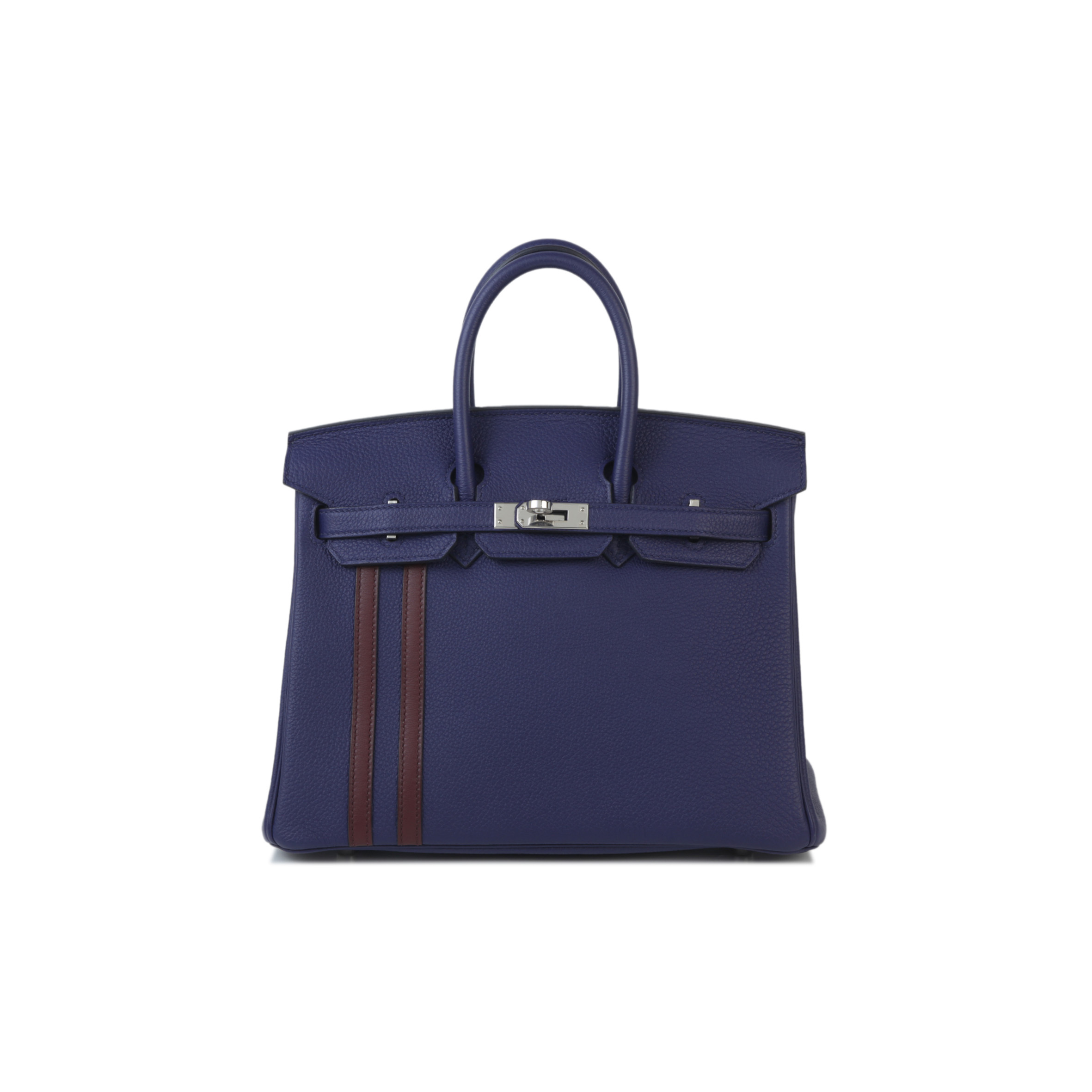 HERMÈS MASTER BIRKIN 25 OFFICIER 73 SAPPHIRE BLUE SILVER BUCKLE 3038857128 (25*20*13cm)