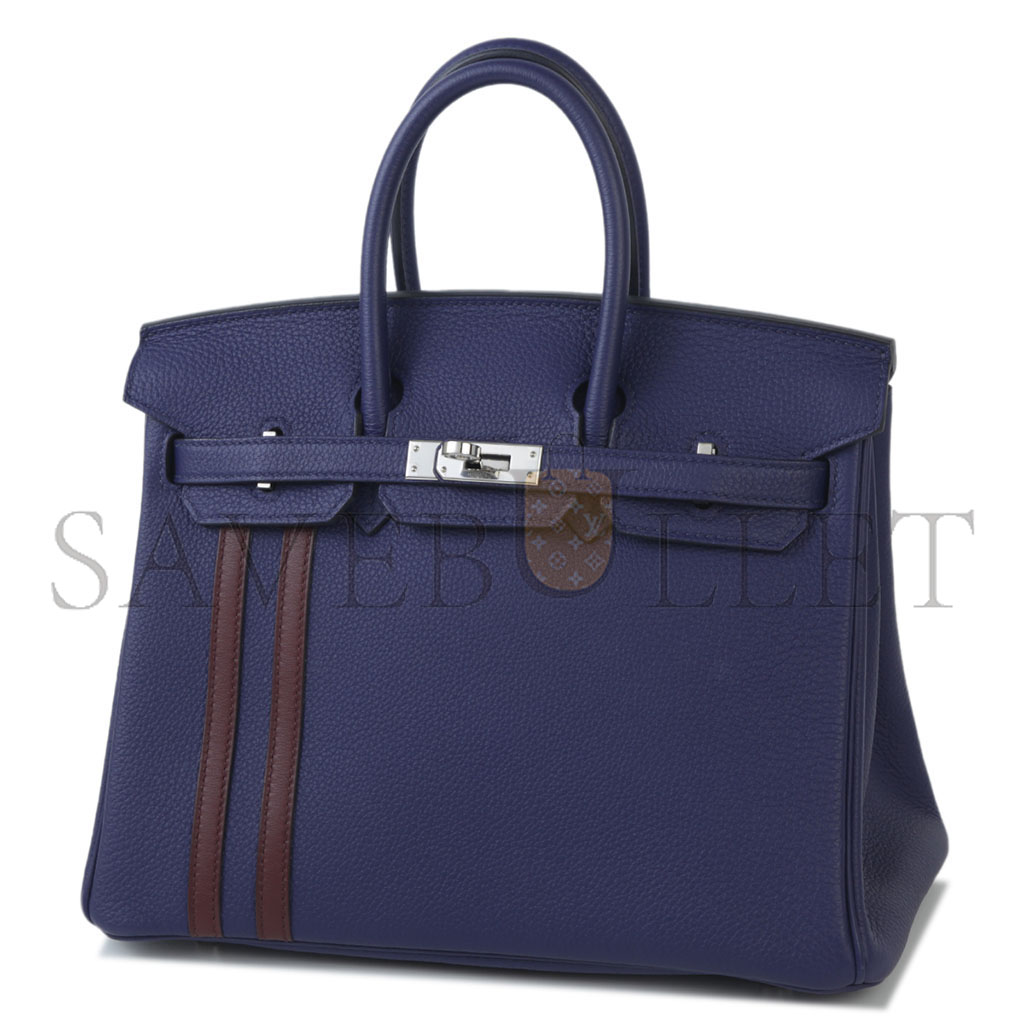 HERMÈS MASTER BIRKIN 25 OFFICIER 73 SAPPHIRE BLUE SILVER BUCKLE 3038857128 (25*20*13cm)