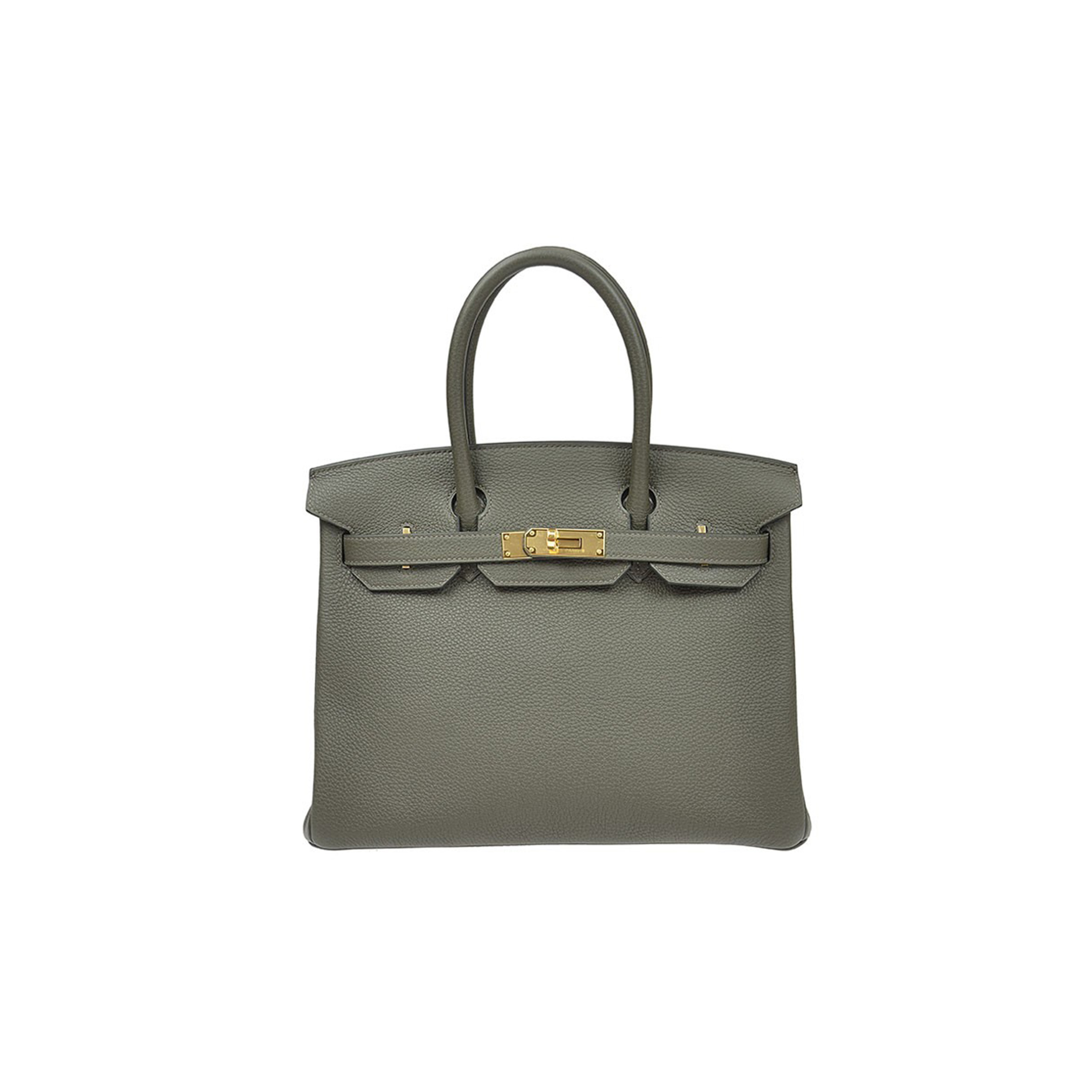 HERMES MASTER BIRKIN 30 TOGO LEATHER ALMOND GREEN GOLD BUCKLE HANDBAG BK30C6TGGP (30*23*15cm)