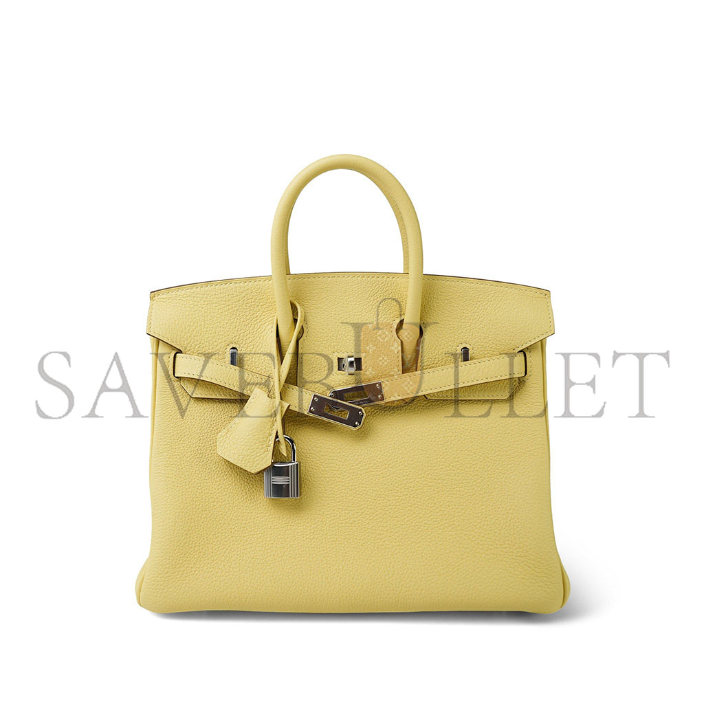 HERMES MASTER BIRKIN 25 TOGO LEATHER LEMON YELLOW SILVER BUCKLE BAG H028369CK1Z (25*20*13cm)