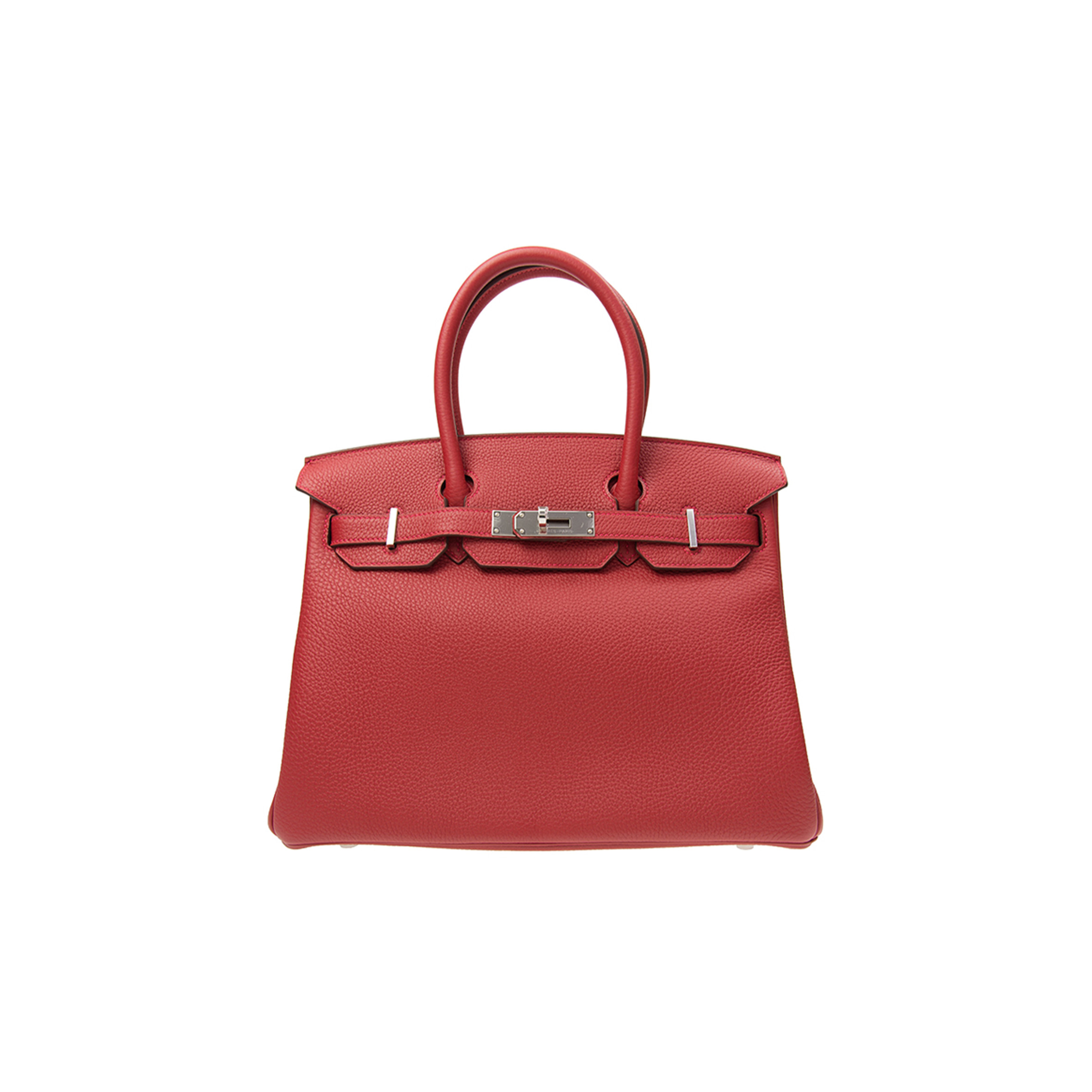 HERMÈS MASTER BIRKIN 35 TOGO LEATHER FLAG RED SILVER BUCKLE BAG H028369CK05 (35*28*18cm)