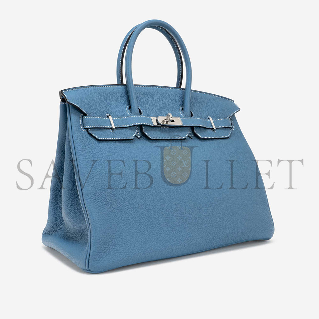 HERMÈS BIRKIN 35 TOGO BLUE JEAN SILVER BUCKLE BAG H028369CK75 (35*25*19cm)