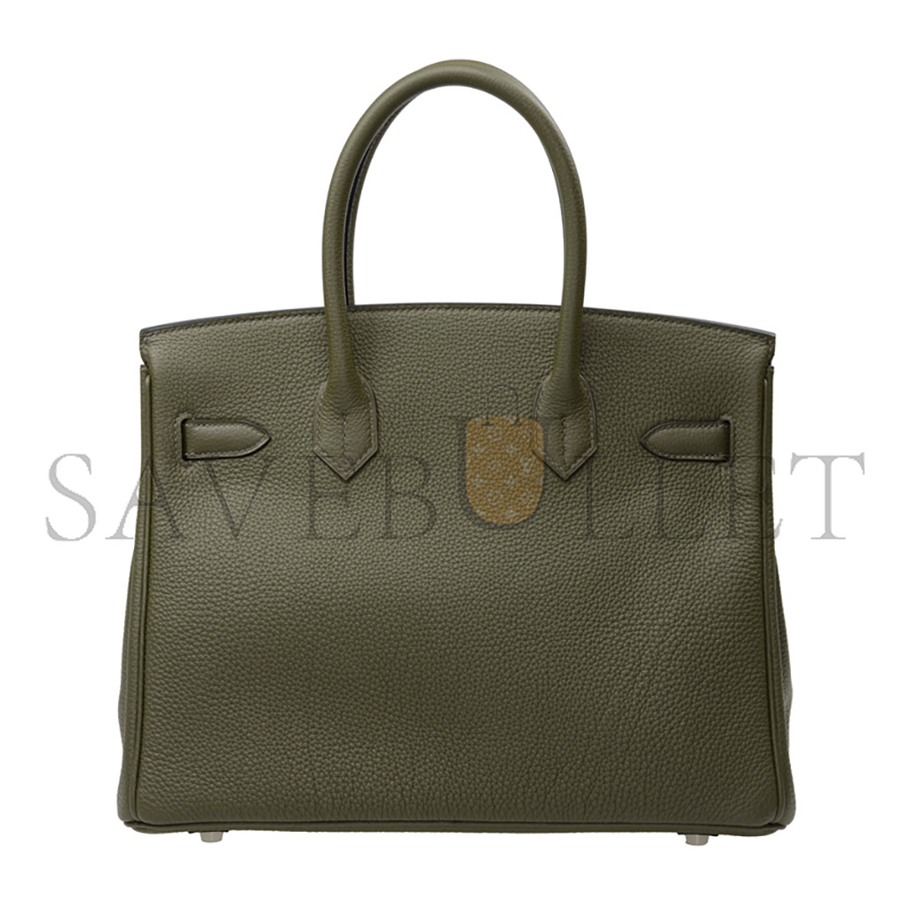 HERMES MASTER BIRKIN 25 TOGO LEATHER OLIVE GREEN SILVER BUCKLE H028369CK61 (25*20*13cm)