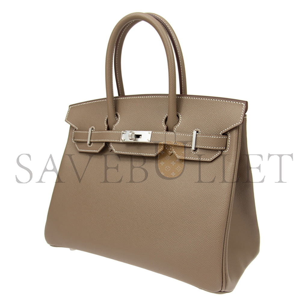 HERMES BIRKIN 30 TOGO LEATHER ELEPHANT GREY SILVER BUCKLE BAG BK3018EPSS (25*20*13cm)