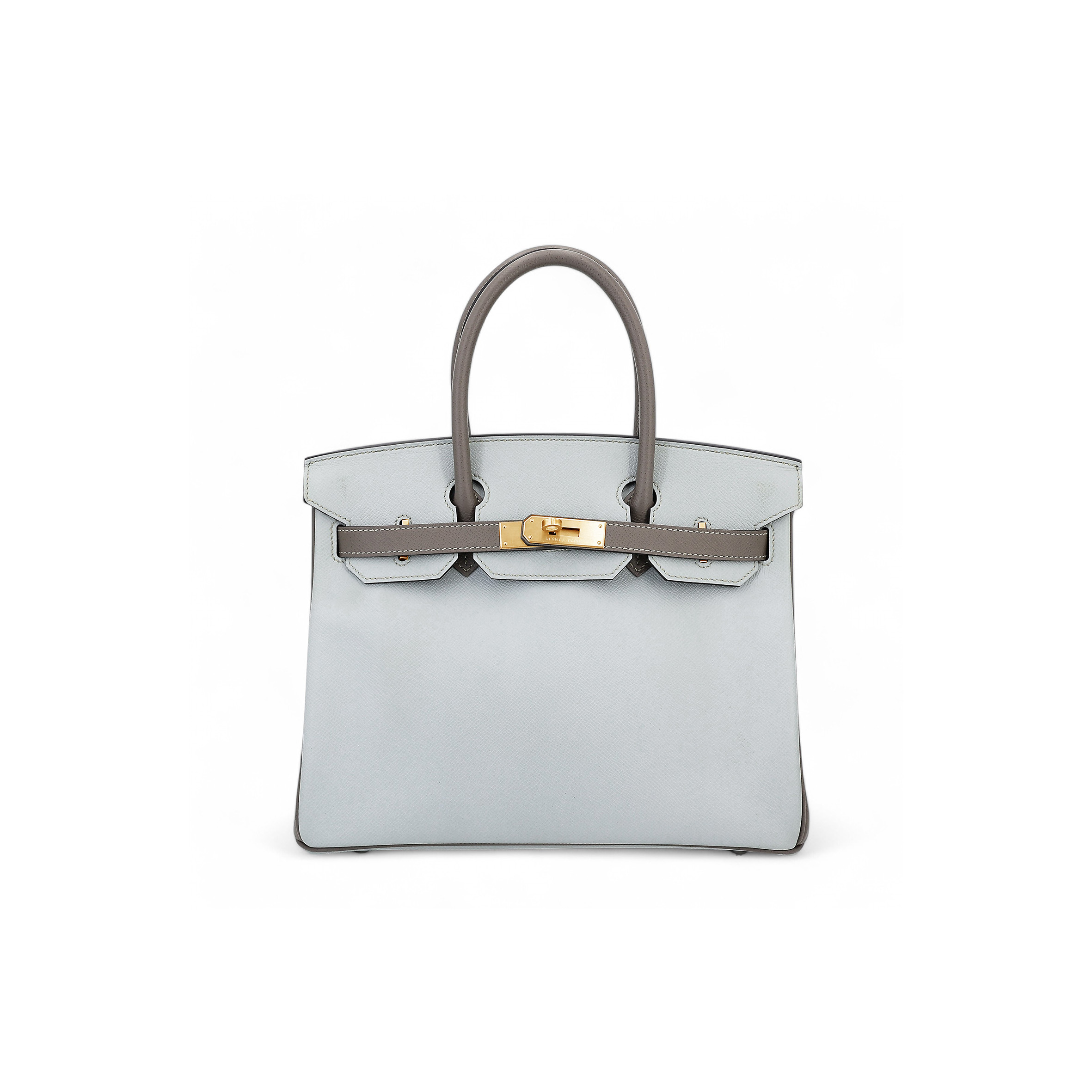 HERMÈS MASTER BIRKIN 25 PEARL GREY GOATSKIN WITH ELEPHANT GREY GOLD BUCKLE 3643937200 (25*20*13cm)