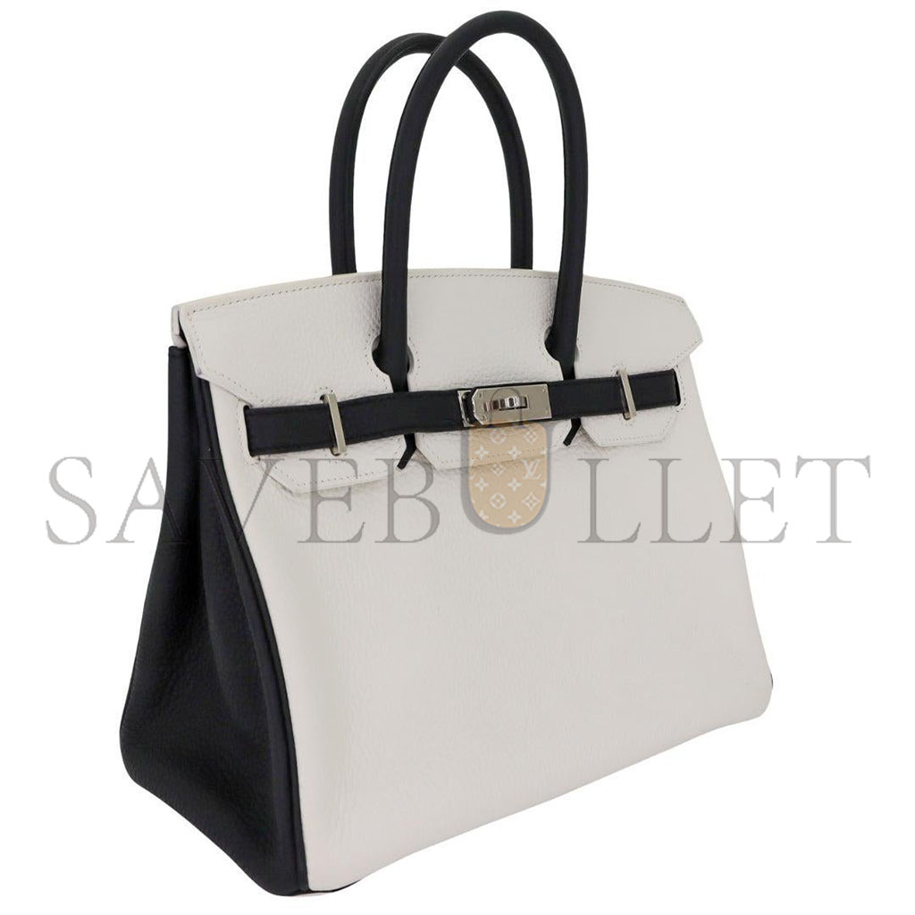 HERMES BIRKIN 30 TOGO LEATHER MILKSHAKE WHITE SILVER BUCKLE BAG 2632222857052 (30*23*15cm)