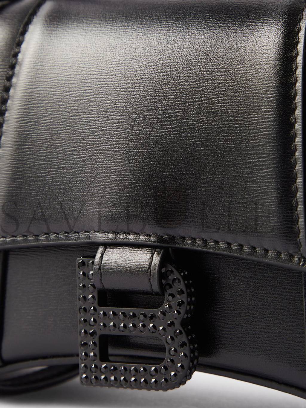 BALENCIAGA BLACK HOURGLASS XS LEATHER BAG MATCHESFASHION US (19.5x12x5cm)