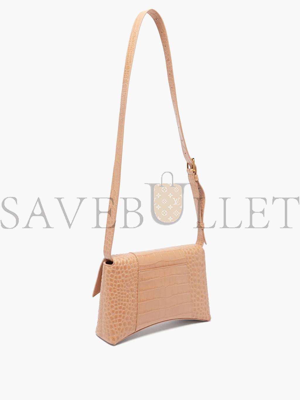 BALENCIAGA NEUTRAL DOWNTOWN XS CROCODILE-EFFECT LEATHER BAG  MATCHESFASHION US (25.9*16.5*7.1cm)