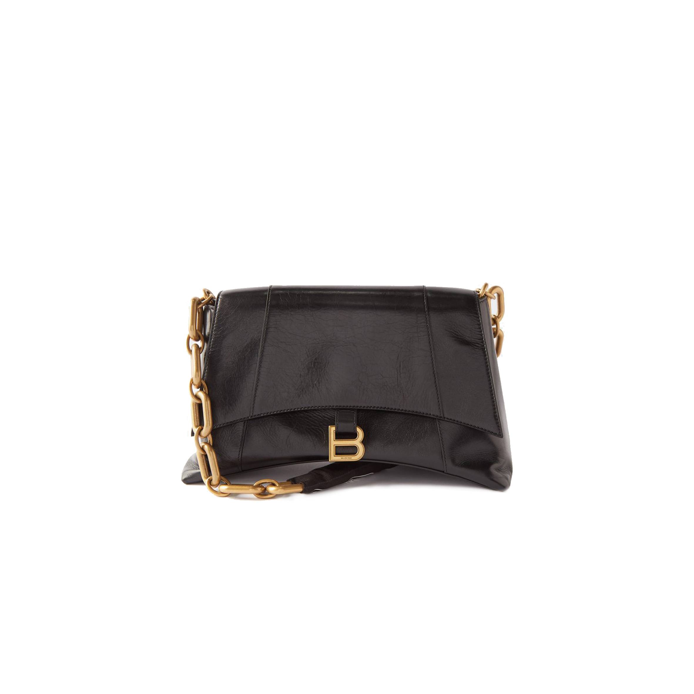 BALENCIAGA BLACK DOWNTOWN M CHAIN-HANDLE LEATHER SHOULDER BAG MATCHESFASHION US (33*20.3*14.5cm)