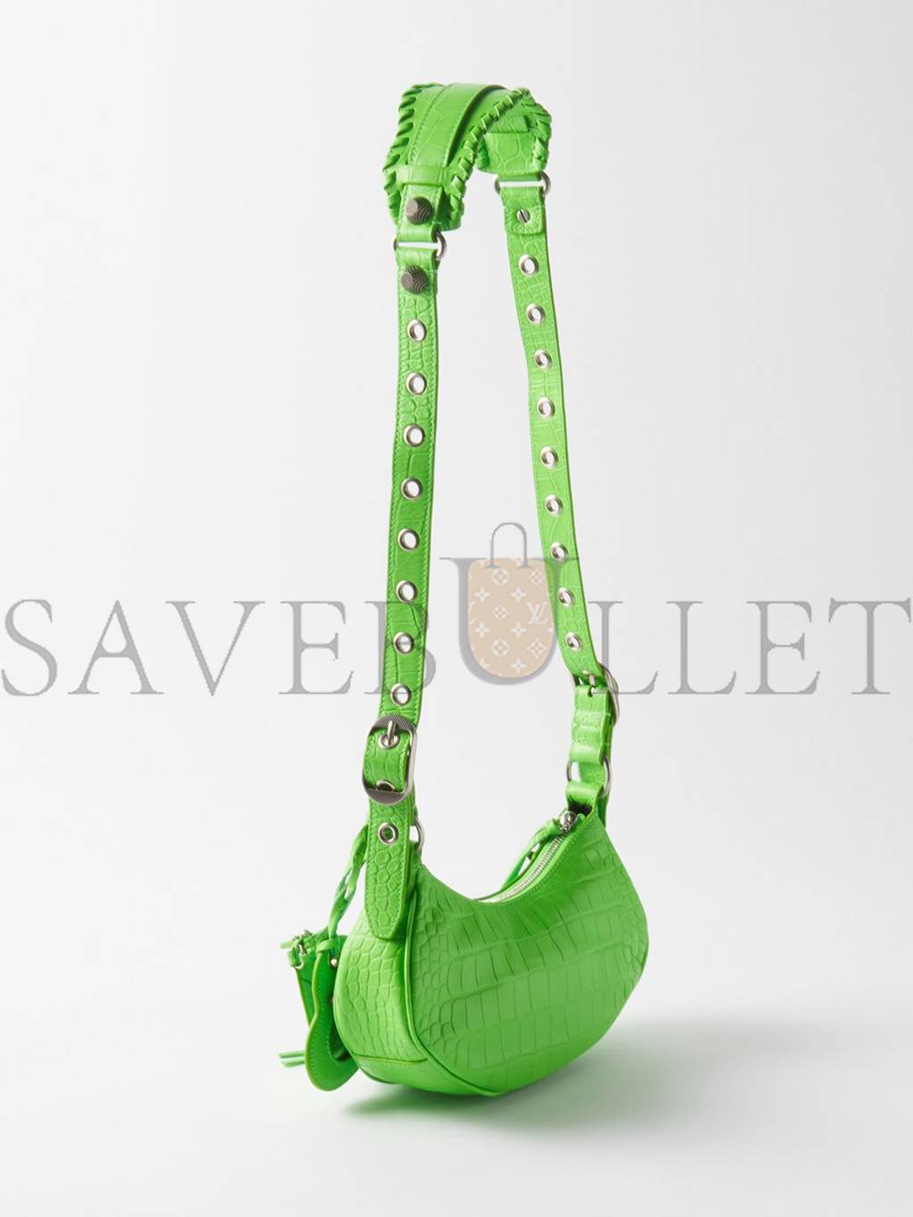 BALENCIAGA GREEN LE CAGOLE XS CROC-EFFECT LEATHER SHOULDER BAG MATCHESFASHION US (25*15.2*6cm)