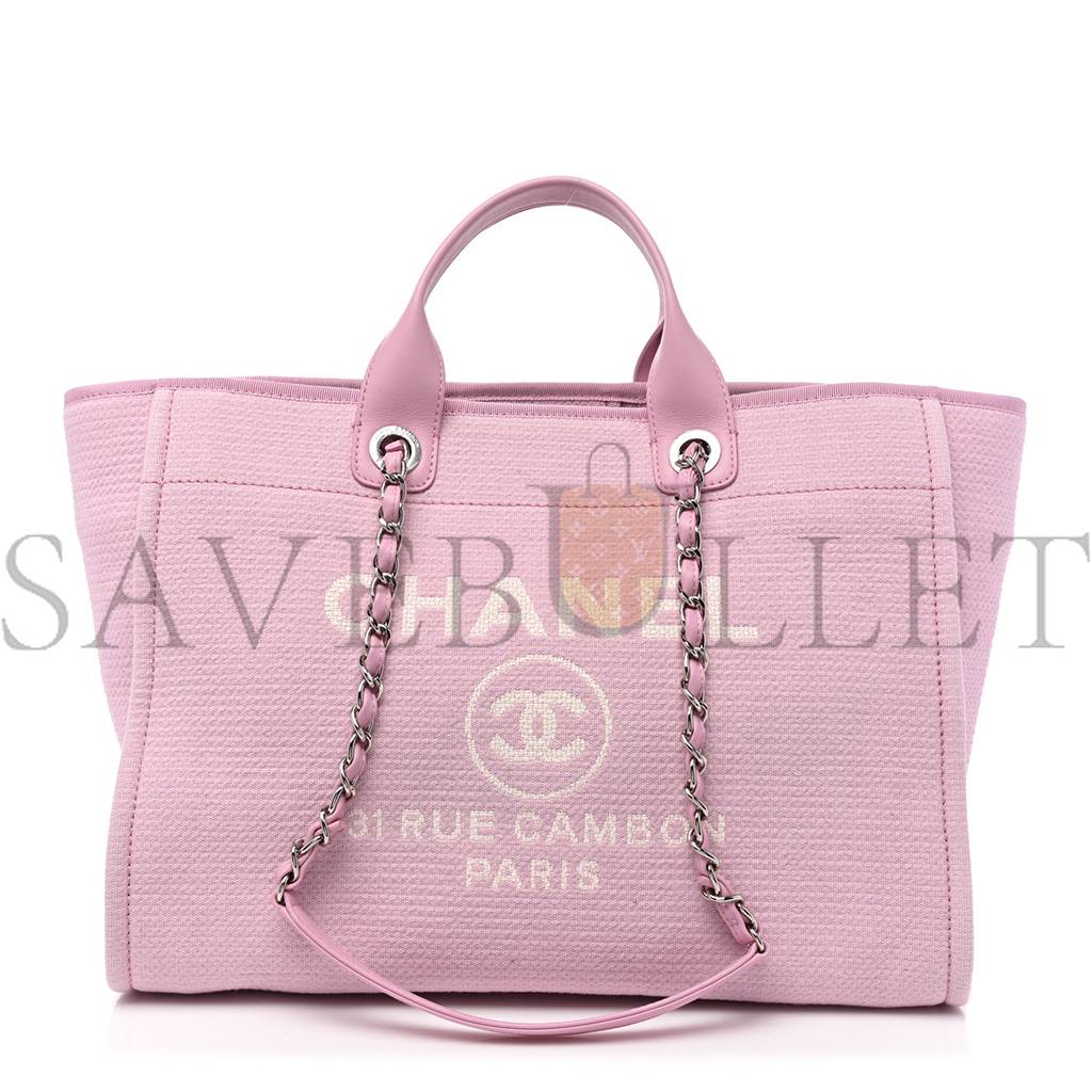 CHANEL MIXED FIBERS MEDIUM DEAUVILLE TOTE PINK (38*28*19cm)