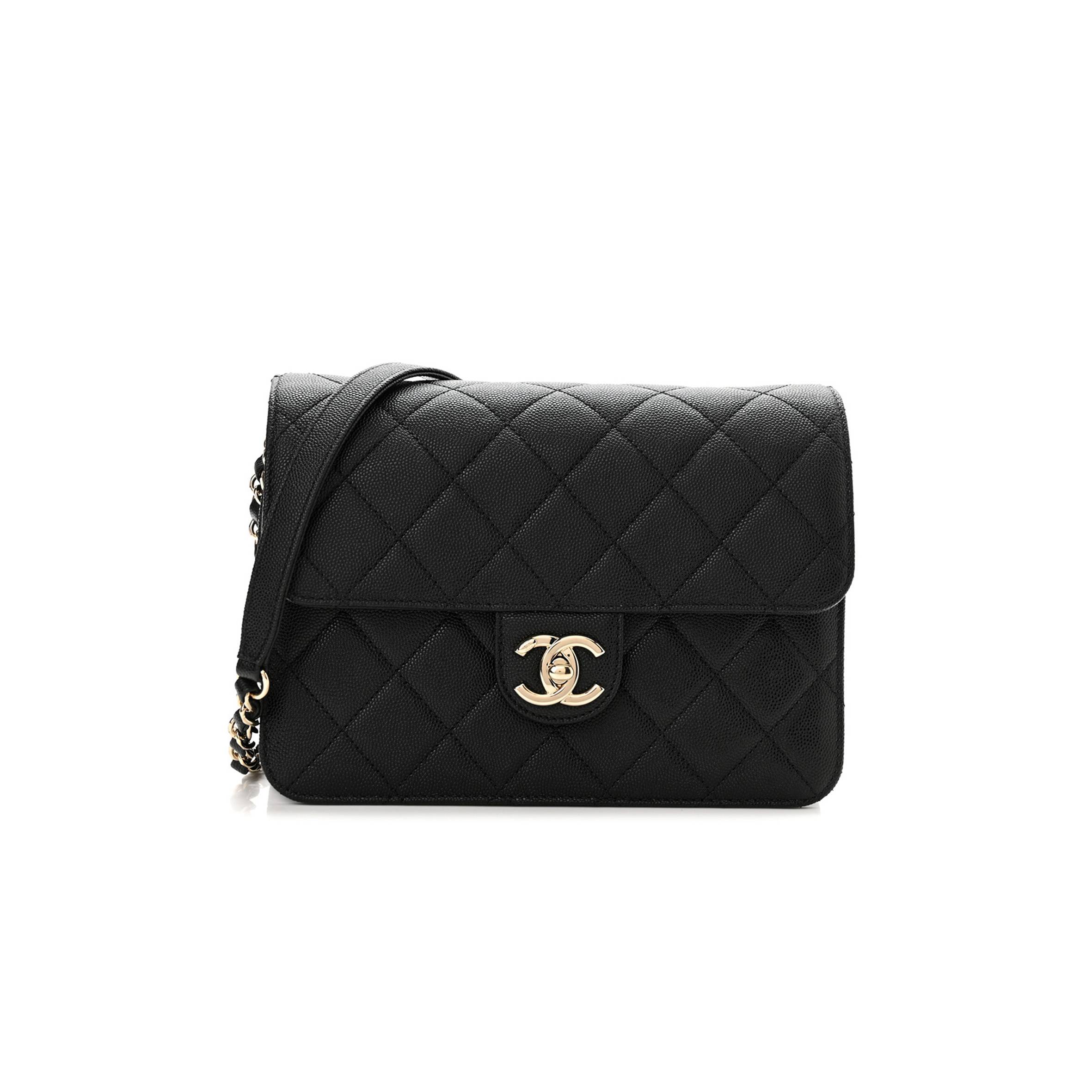 CHANEL CAVIAR QUILTED LARGE LIKE A WALLET FLAP BLACK ROSE GOLD HARDWARE (22*16*8cm)