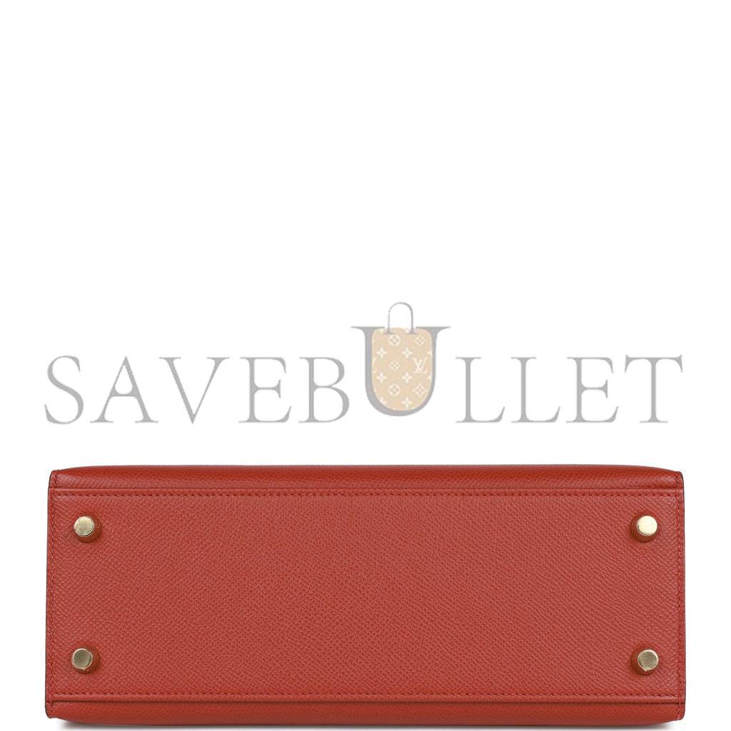 HERMES KELLY SELLIER 25 ROUGE VENETIAN EPSOM GOLD HARDWARE   (25*17*7cm)