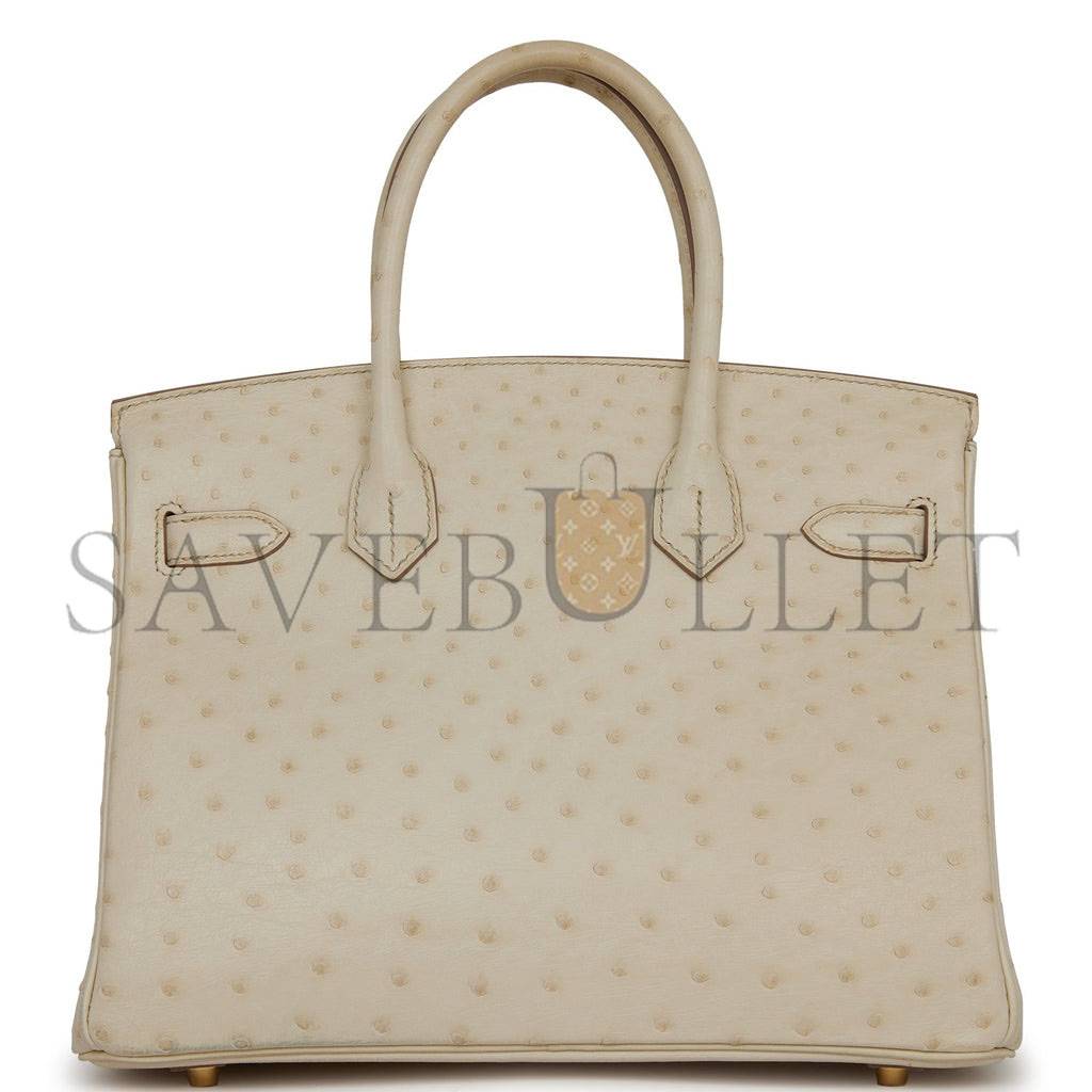 HERMES BIRKIN 30 BETON OSTRICH GOLD HARDWARE (30cm)