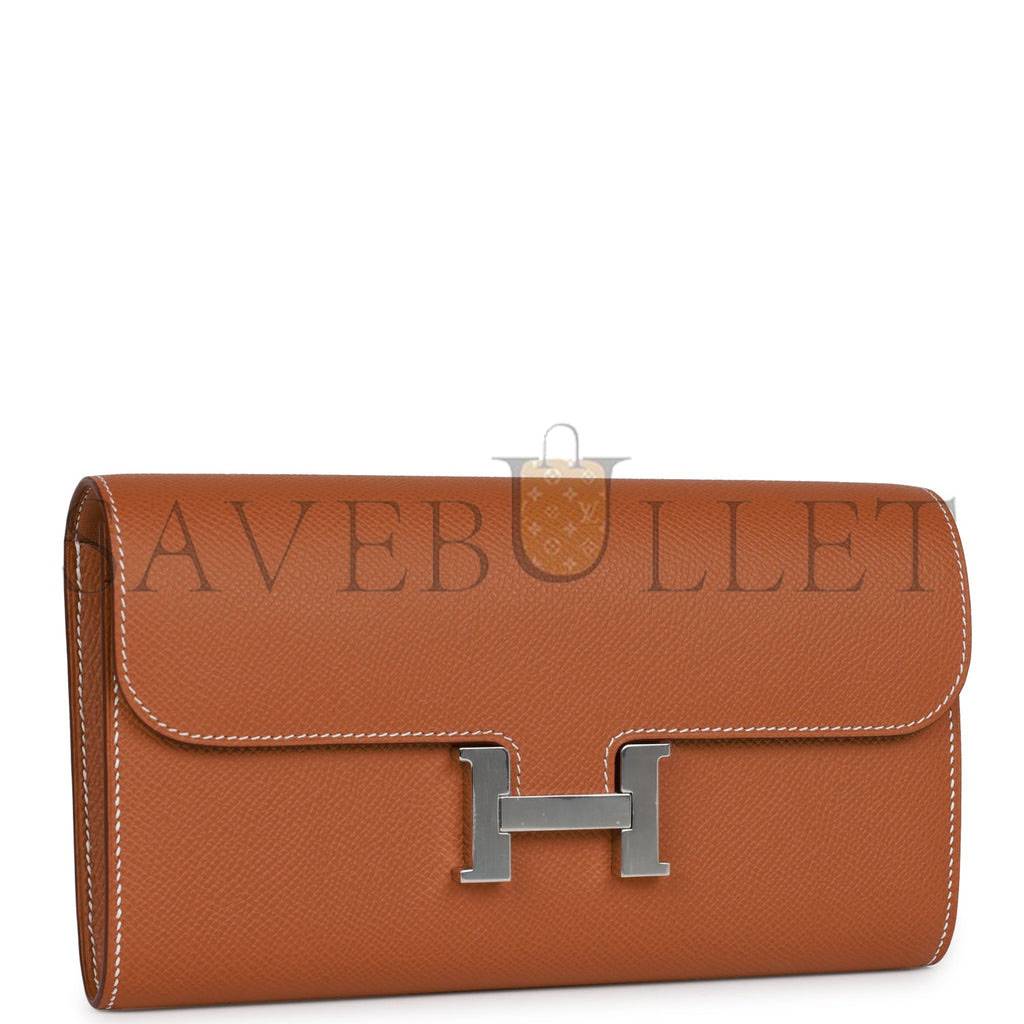 HERMES CONSTANCE WALLET TO GO GOLD EPSOM PALLADIUM HARDWARE (22*11cm)