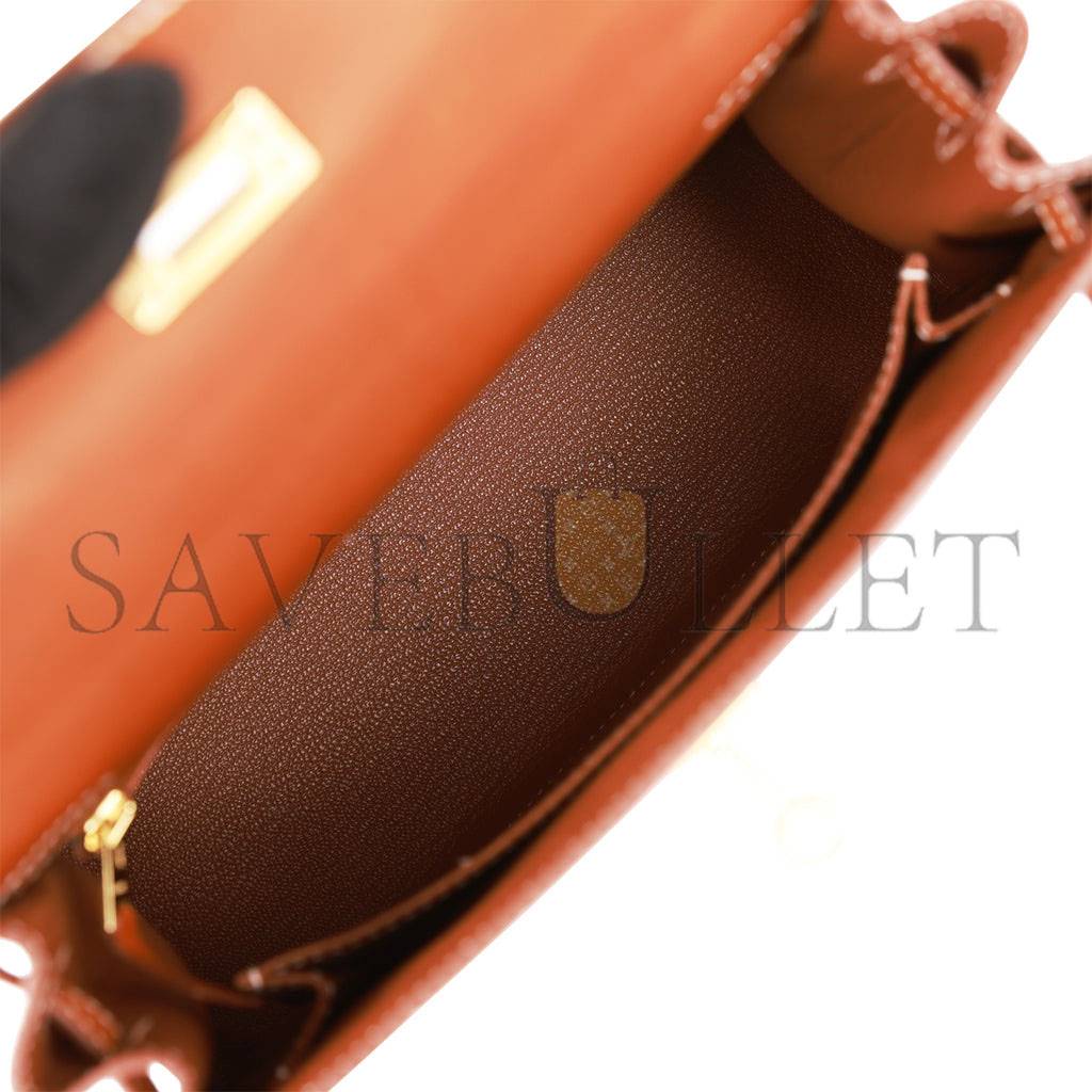 HERMES KELLY SELLIER 25 FAUVE BARENIA GOLD HARDWARE  (25*17*7cm)