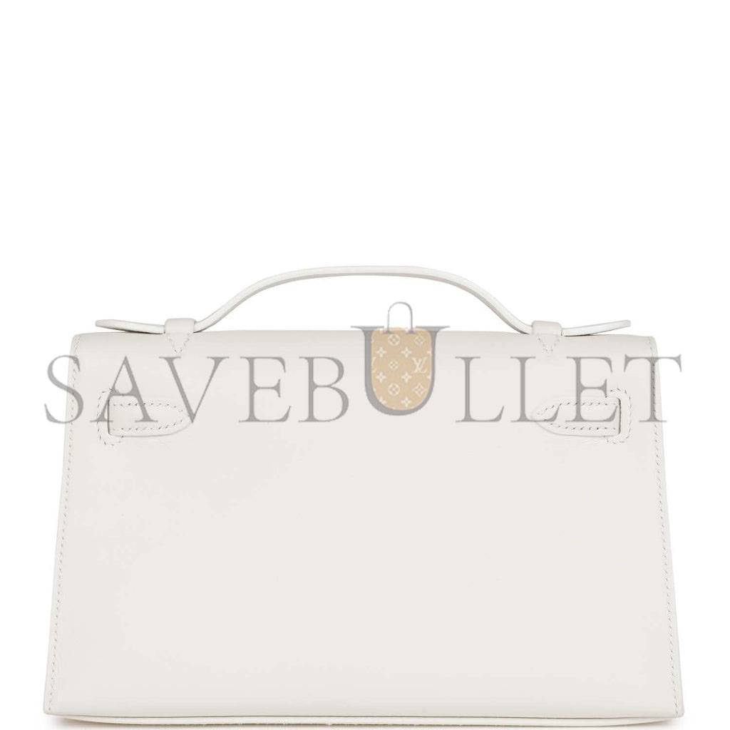 HERMES MINI KELLY POCHETTE WHITE SWIFT GOLD HARDWARE  (22*14*7cm)