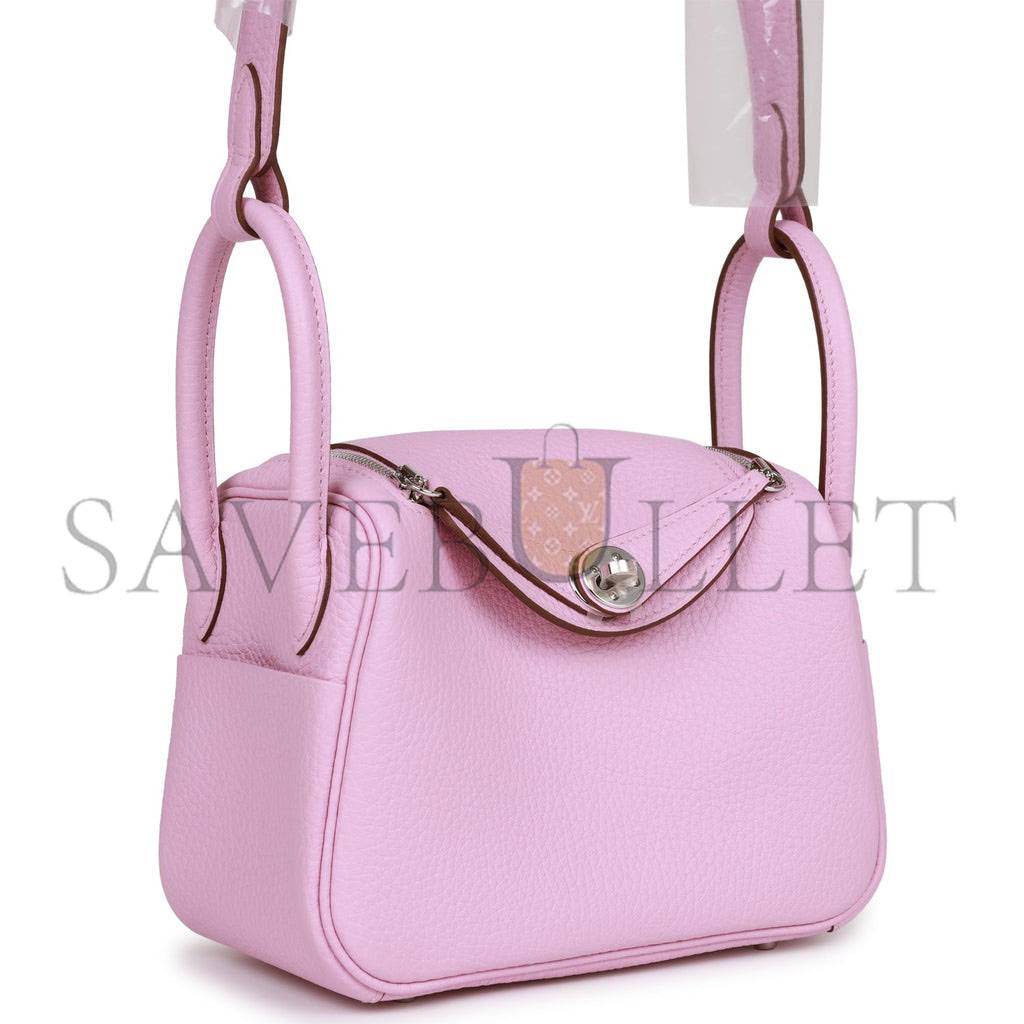 HERMES MINI LINDY MAUVE SYLVESTRE CLEMENCE PALLADIUM HARDWARE (19*12.5*9)