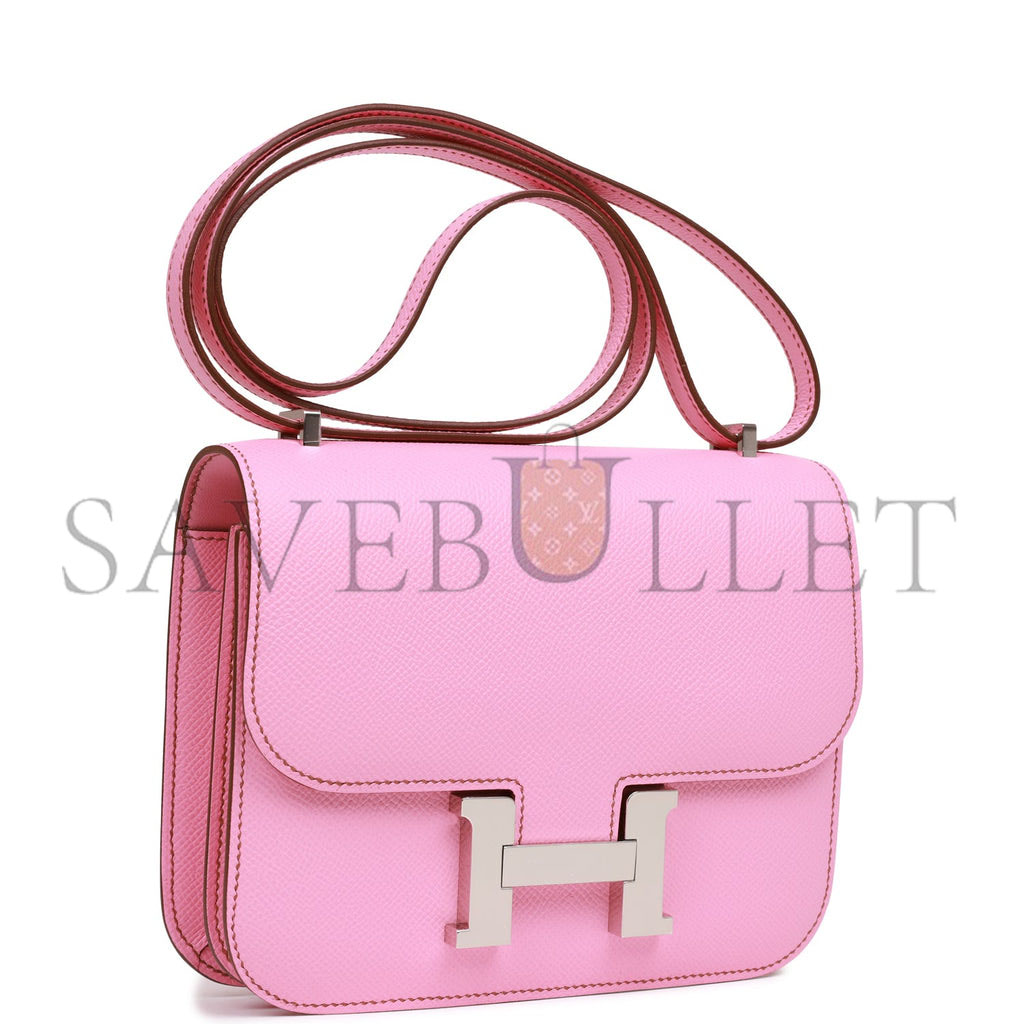 HERMES CONSTANCE 18 BUBBLEGUM EPSOM PALLADIUM HARDWARE (18cm)