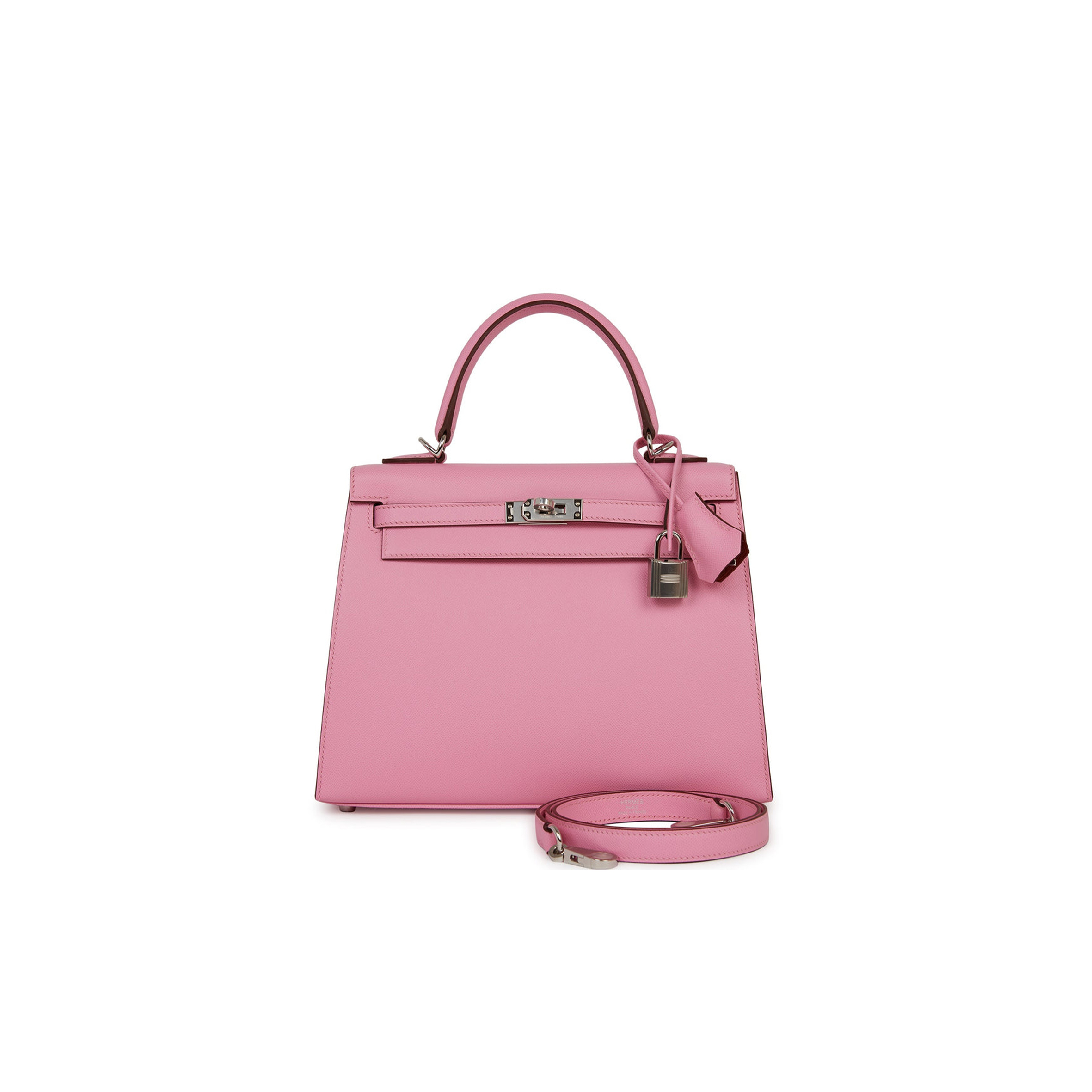 HERMES KELLY SELLIER 25 PINK VERSO MADAME PALLADIUM HARDWARE  (25*17*7cm)