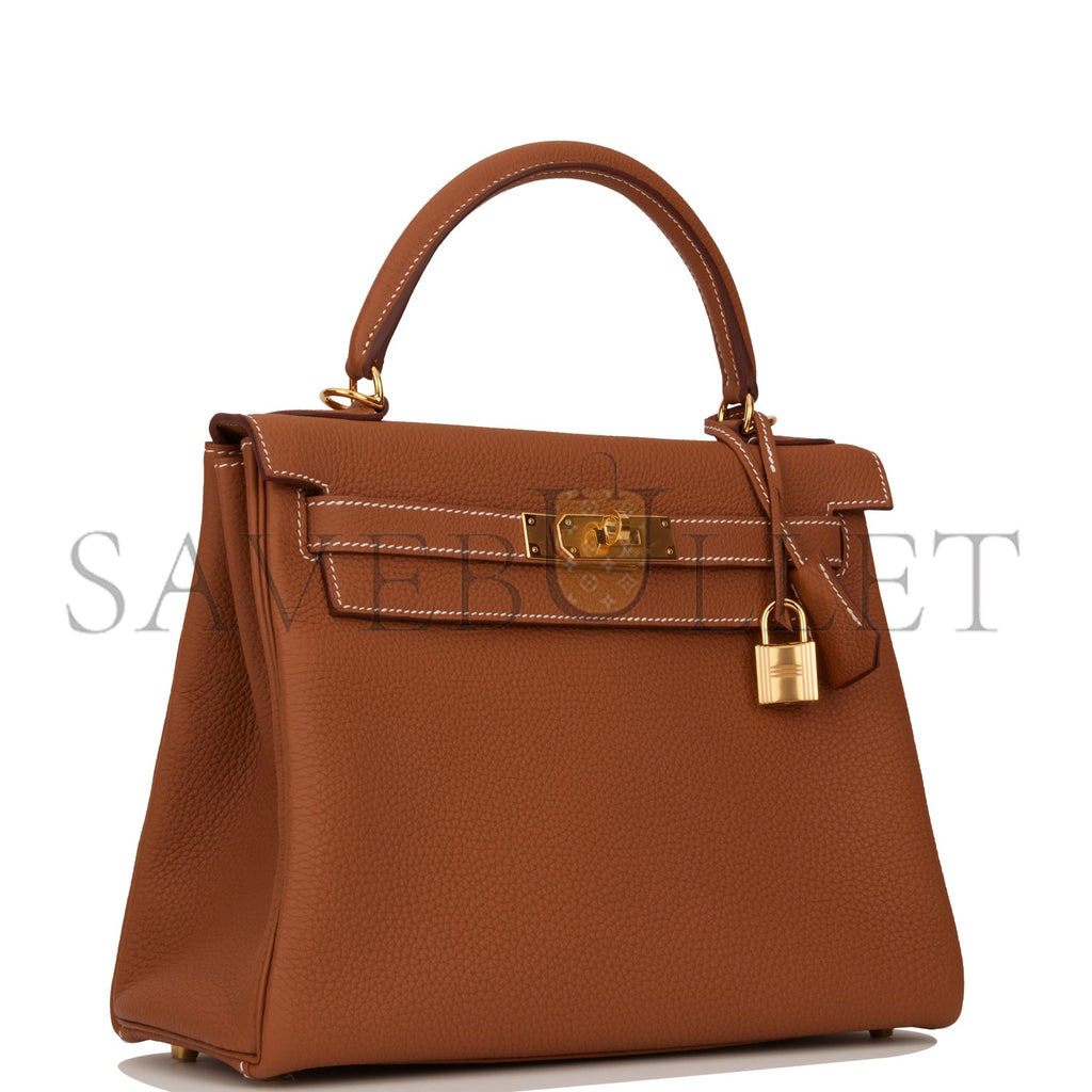 HERMES KELLY RETOURNE 28 GOLD TOGO GOLD HARDWARE  (28*22*10cm)